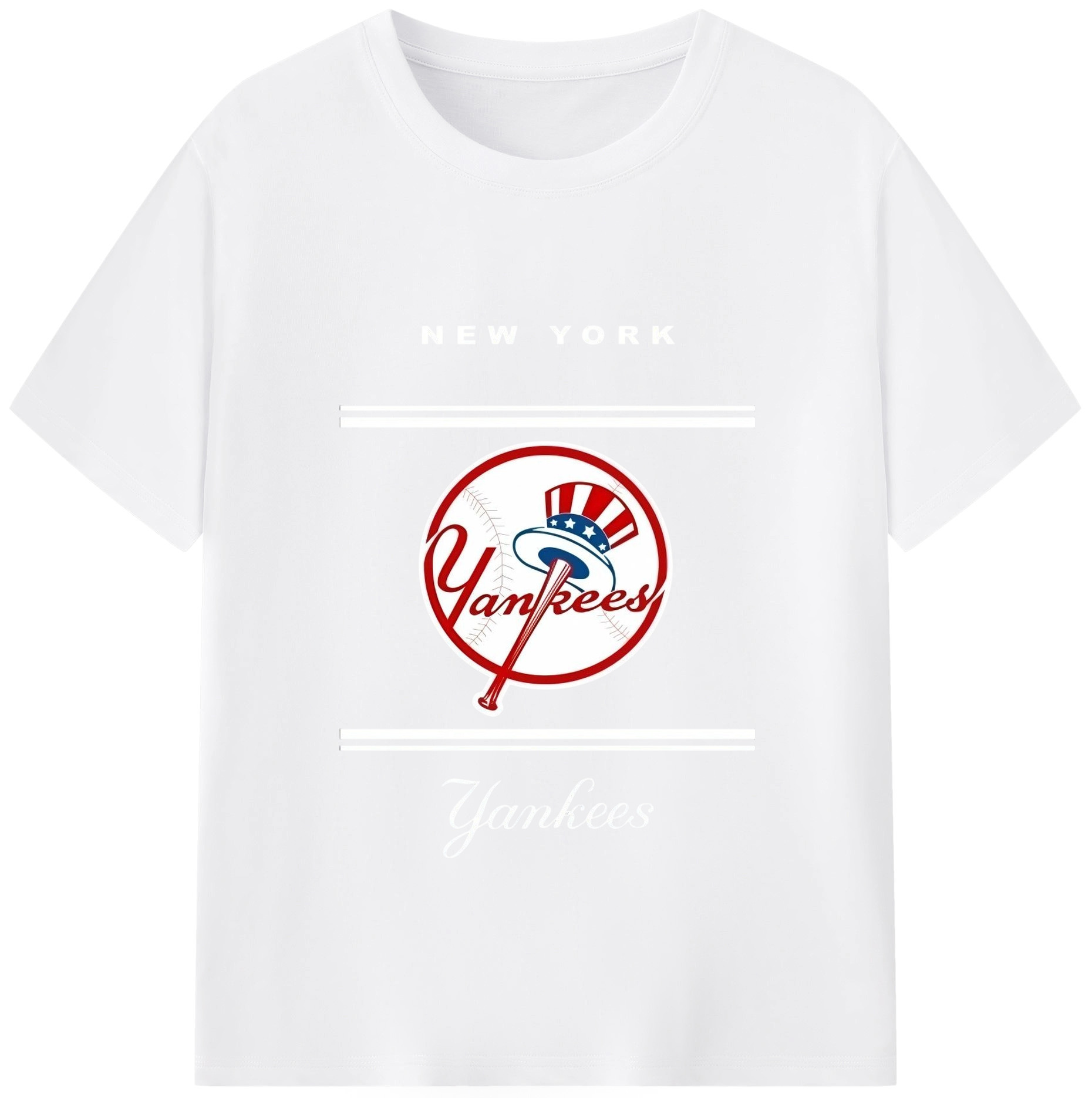New York Yankees Logo Combed Cotton T-Shirt 180g With Front Heat Transfer Print – Soft, Lightweight, Fitted Design – Stylish Casual Wear For Sports & Everyday Use