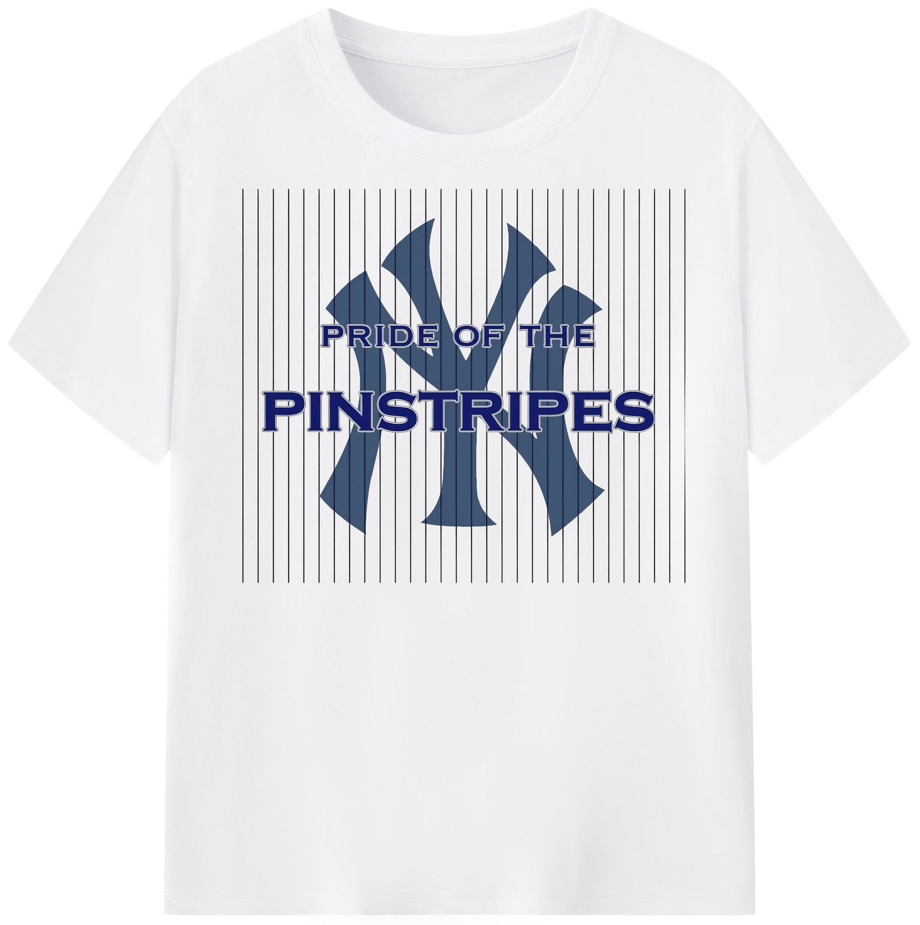 New York Yankees Pride of The Pinstripes Combed Cotton T-Shirt 180g With Front Heat Transfer Print – Soft, Lightweight, Fitted Design – Stylish Casual Wear For Sports & Everyday Use