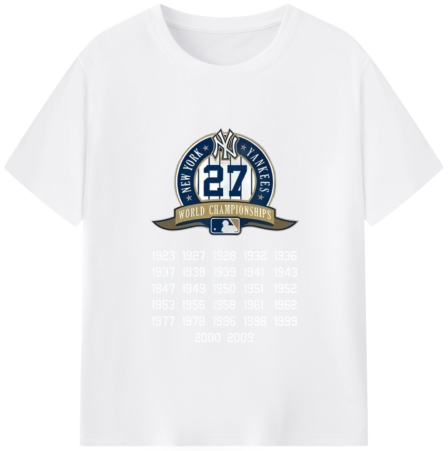 New York Yankees 27 WS Championships Combed Cotton T-Shirt 180g With Front Heat Transfer Print – Soft, Lightweight, Fitted Design – Stylish Casual Wear For Sports & Everyday Use