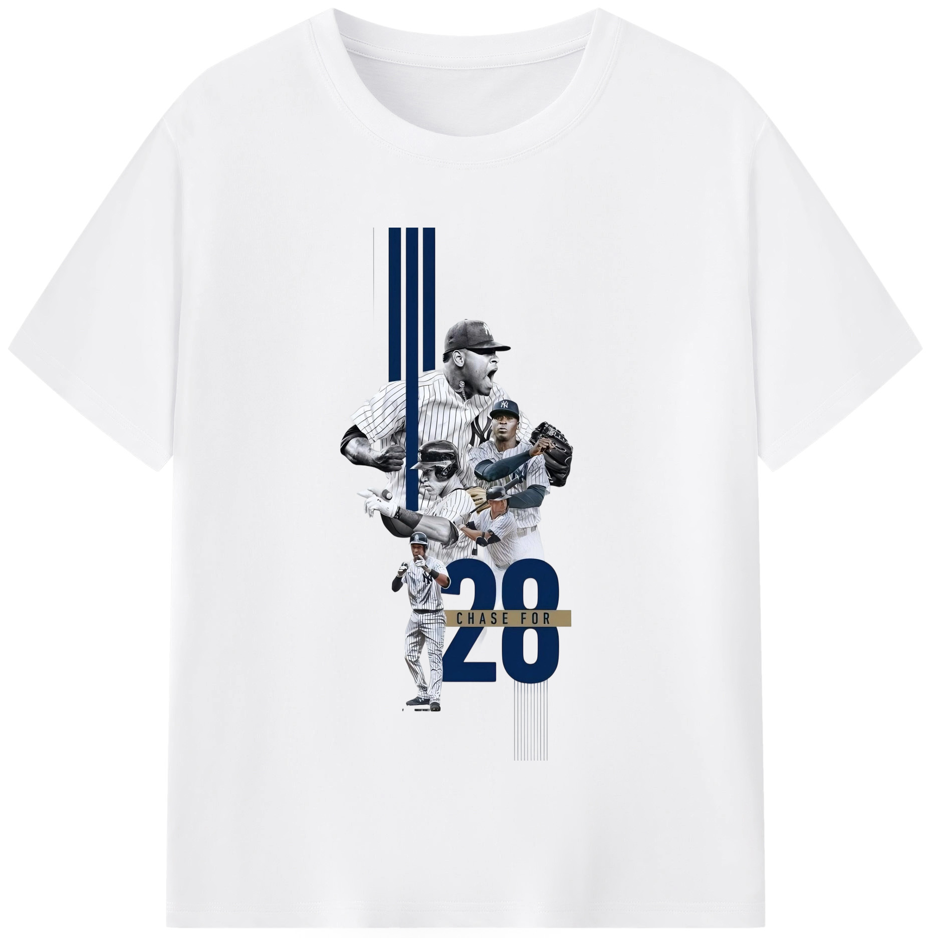 New York Yankees Chase For 28 Combed Cotton T-Shirt 180g With Front Heat Transfer Print – Soft, Lightweight, Fitted Design – Stylish Casual Wear For Sports & Everyday Use