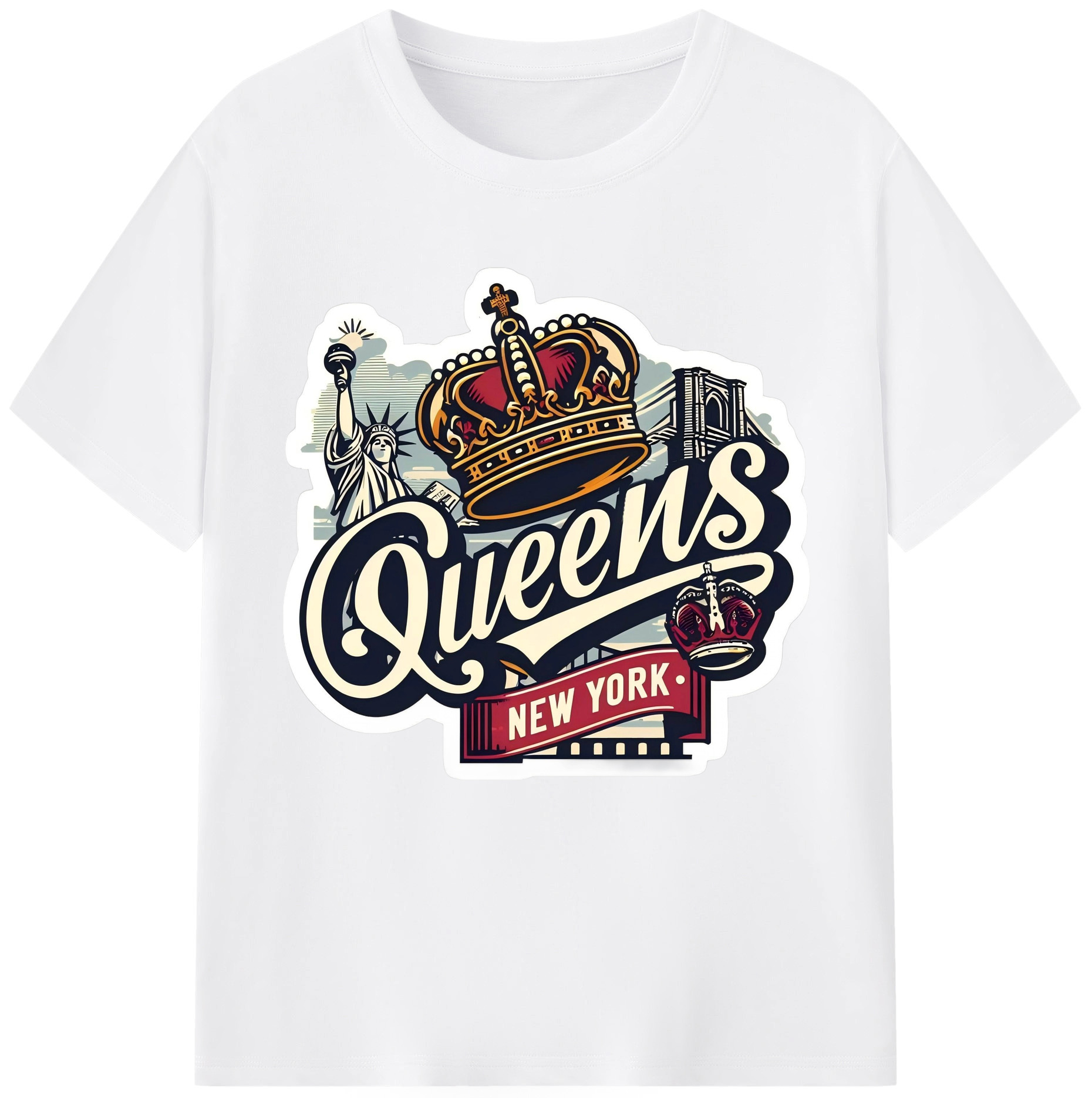 New York Yankees New York Queens Combed Cotton T-Shirt 180g With Front Heat Transfer Print – Soft, Lightweight, Fitted Design – Stylish Casual Wear For Sports & Everyday Use