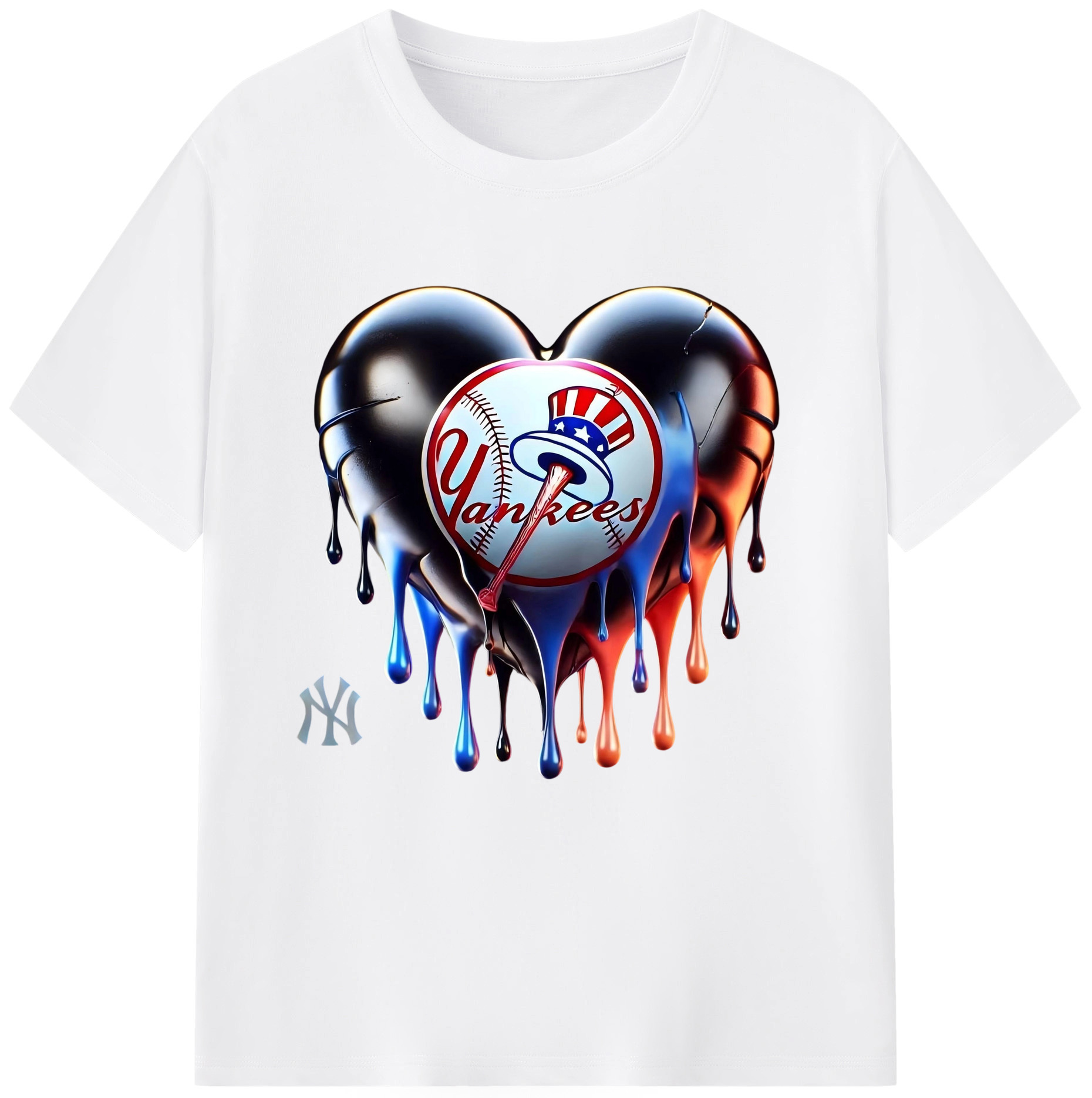 New York Yankees Heart Combed Cotton T-Shirt 180g With Front Heat Transfer Print – Soft, Lightweight, Fitted Design – Stylish Casual Wear For Sports & Everyday Use