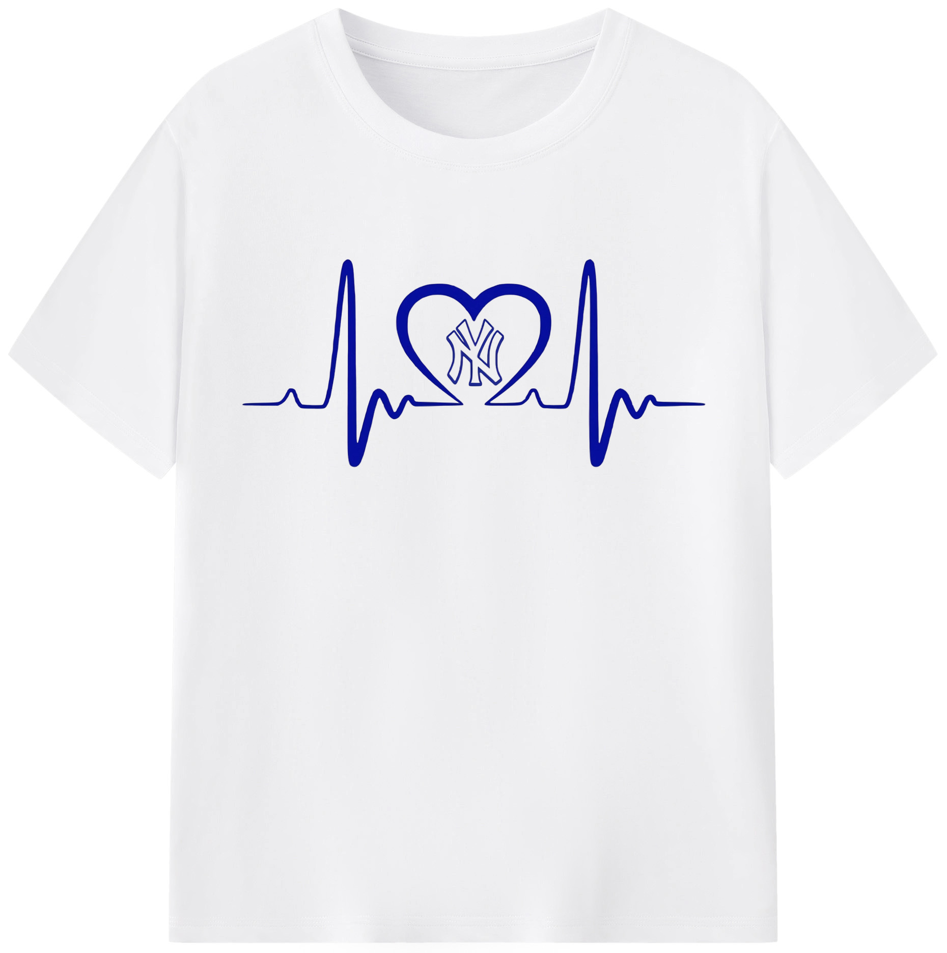 New York Yankees EKG Heart Line Combed Cotton T-Shirt 180g With Front Heat Transfer Print – Soft, Lightweight, Fitted Design – Stylish Casual Wear For Sports & Everyday Use
