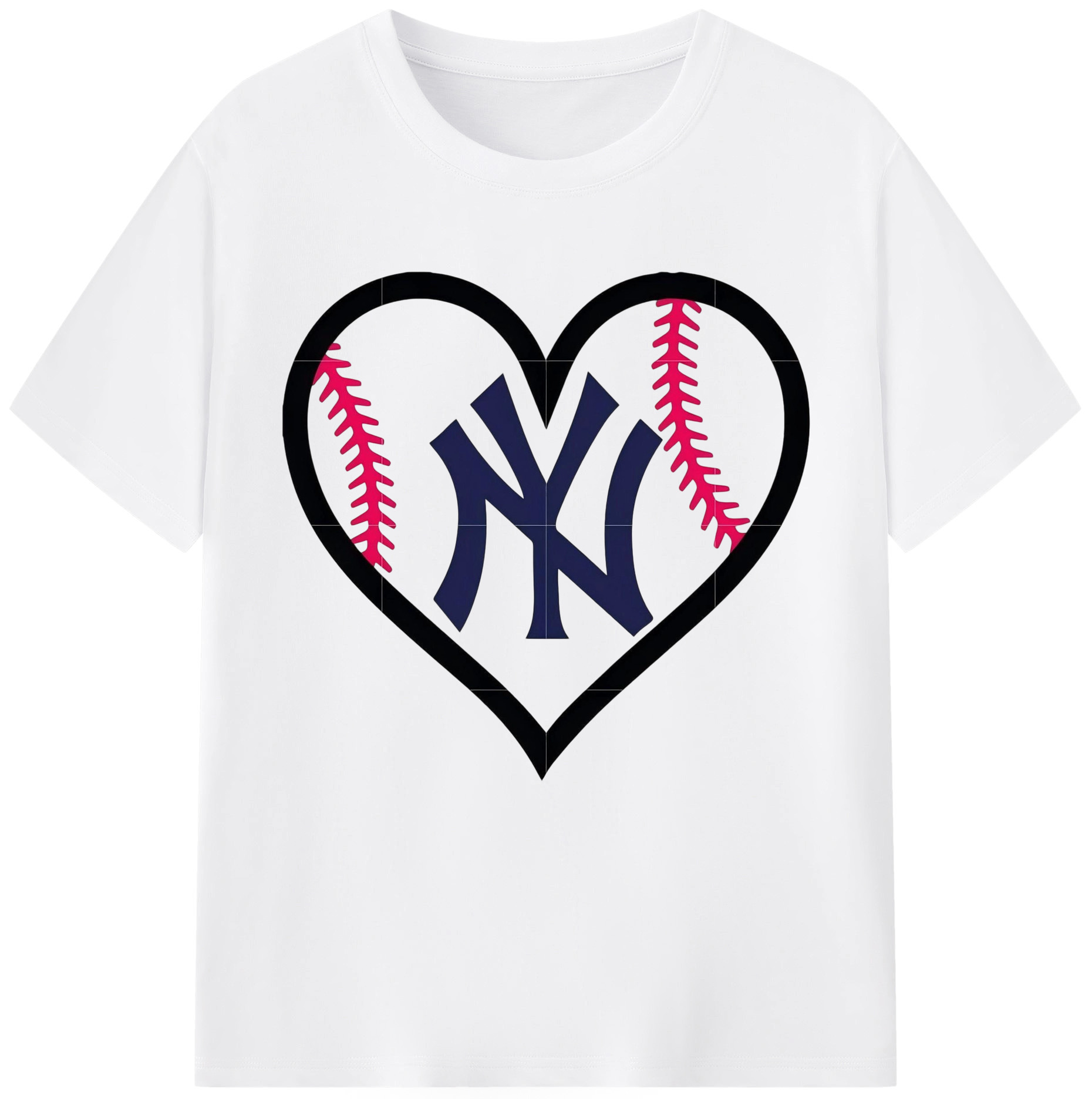 New York Yankees Heart Combed Cotton T-Shirt 180g With Front Heat Transfer Print – Soft, Lightweight, Fitted Design – Stylish Casual Wear For Sports & Everyday Use