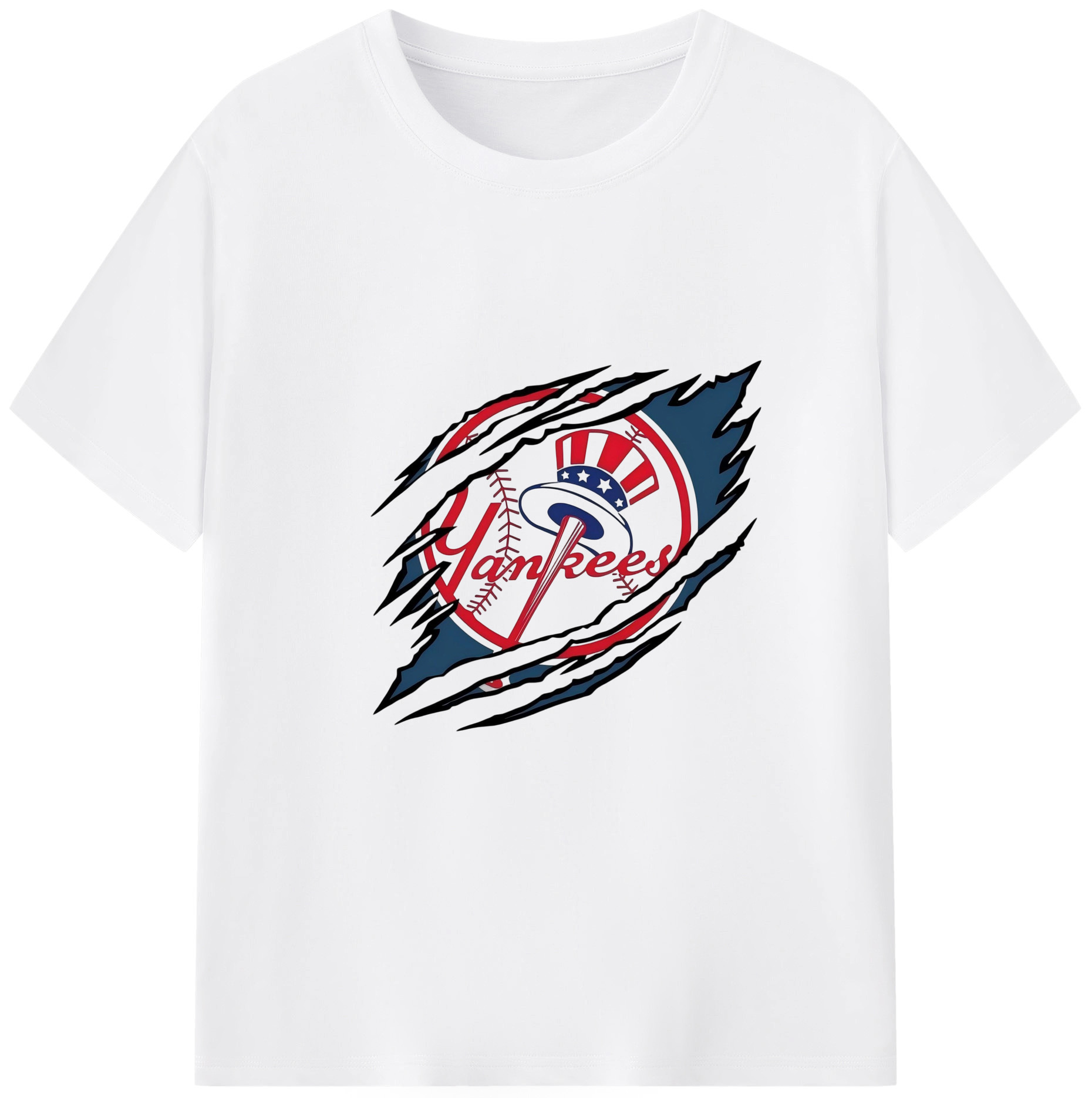 New York Yankees Claw Logo Combed Cotton T-Shirt 180g With Front Heat Transfer Print – Soft, Lightweight, Fitted Design – Stylish Casual Wear For Sports & Everyday Use