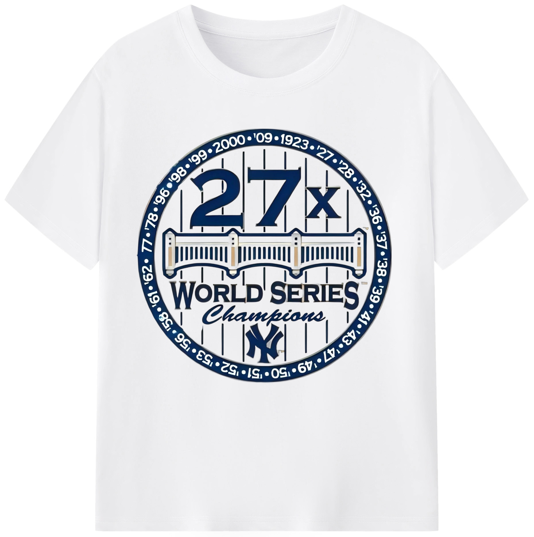New York Yankees 27X WS Champions Combed Cotton T-Shirt 180g With Front Heat Transfer Print – Soft, Lightweight, Fitted Design – Stylish Casual Wear For Sports & Everyday Use