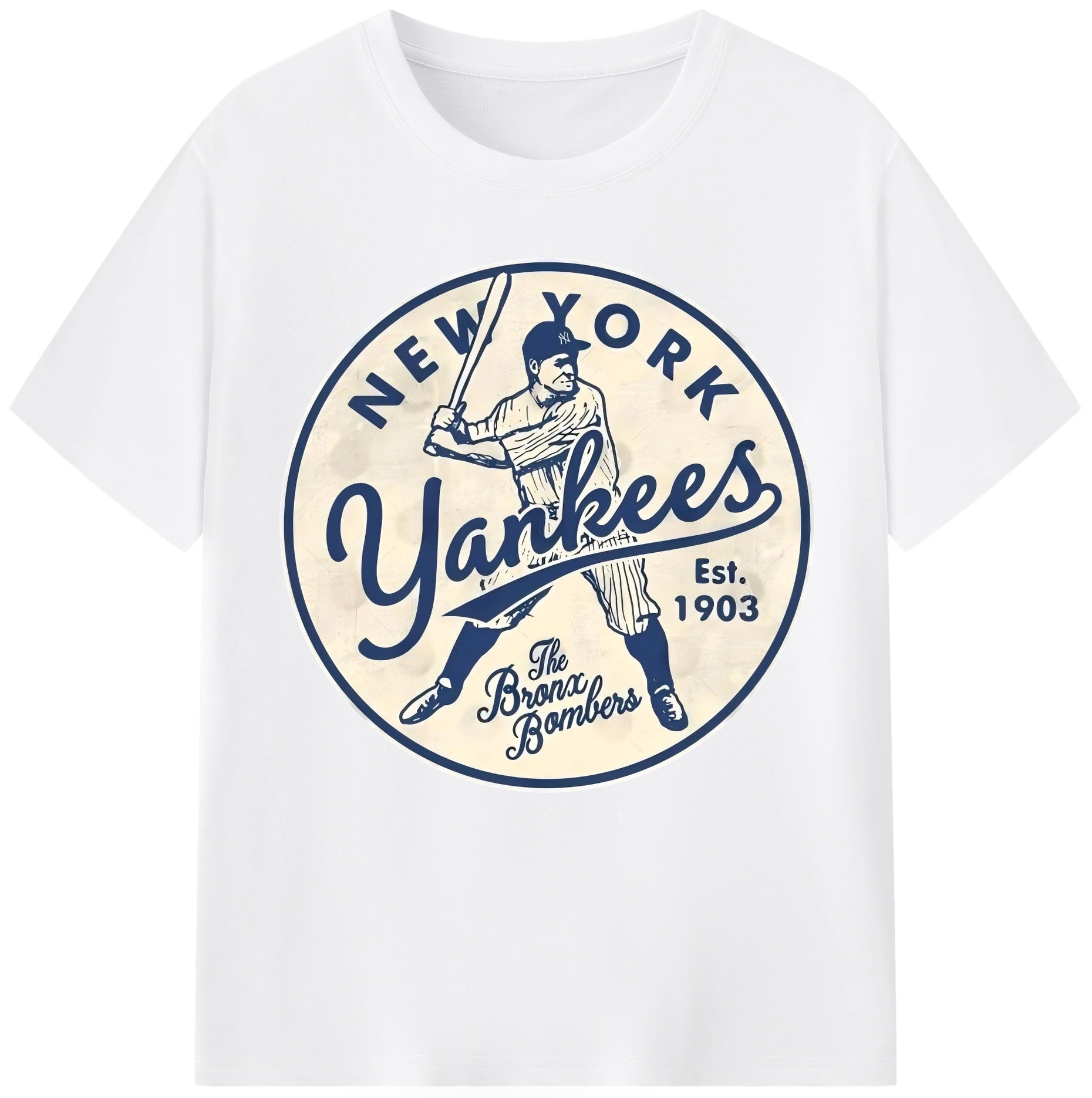 New York Yankees The Bronx Bombers Estd 1903 Combed Cotton T-Shirt 180g With Front Heat Transfer Print – Soft, Lightweight, Fitted Design – Stylish Casual Wear For Sports & Everyday Use
