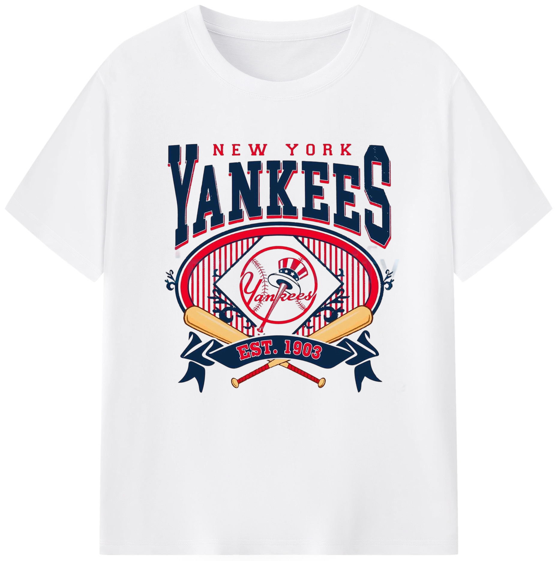 New York Yankees Vintage Est.1903 Combed Cotton T-Shirt 180g With Front Heat Transfer Print – Soft, Lightweight, Fitted Design – Stylish Casual Wear For Sports & Everyday Use
