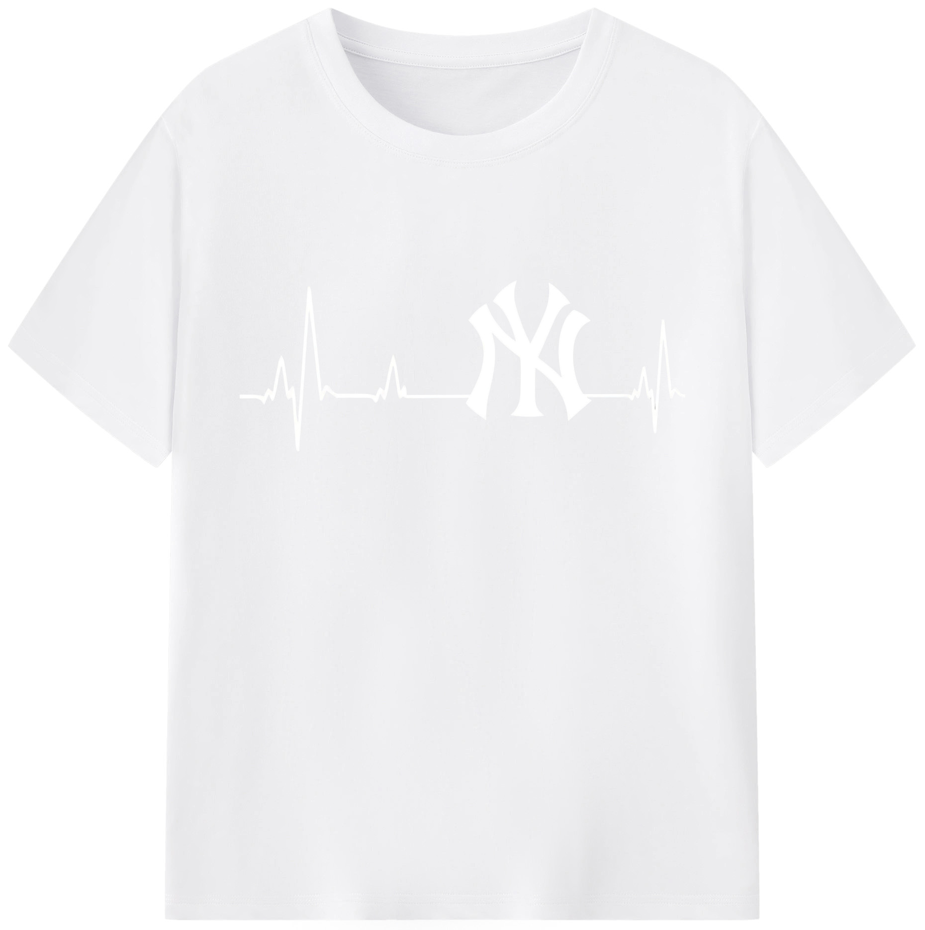 New York Yankees EKG Line Combed Cotton T-Shirt 180g With Front Heat Transfer Print – Soft, Lightweight, Fitted Design – Stylish Casual Wear For Sports & Everyday Use