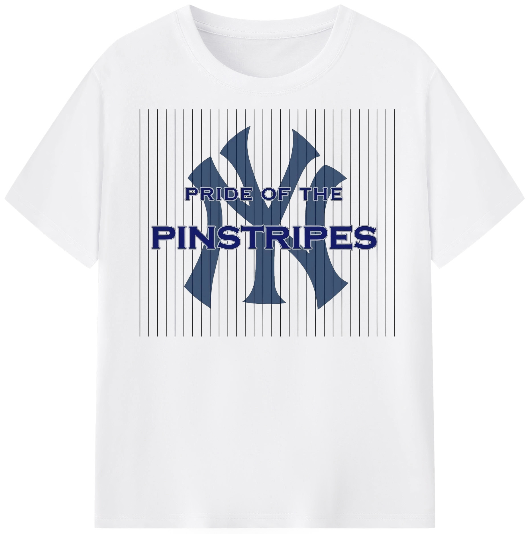 New York Yankees Pride of The Pinstripes Combed Cotton T-Shirt 180g With Front Heat Transfer Print – Soft, Lightweight, Fitted Design – Stylish Casual Wear For Sports & Everyday Use