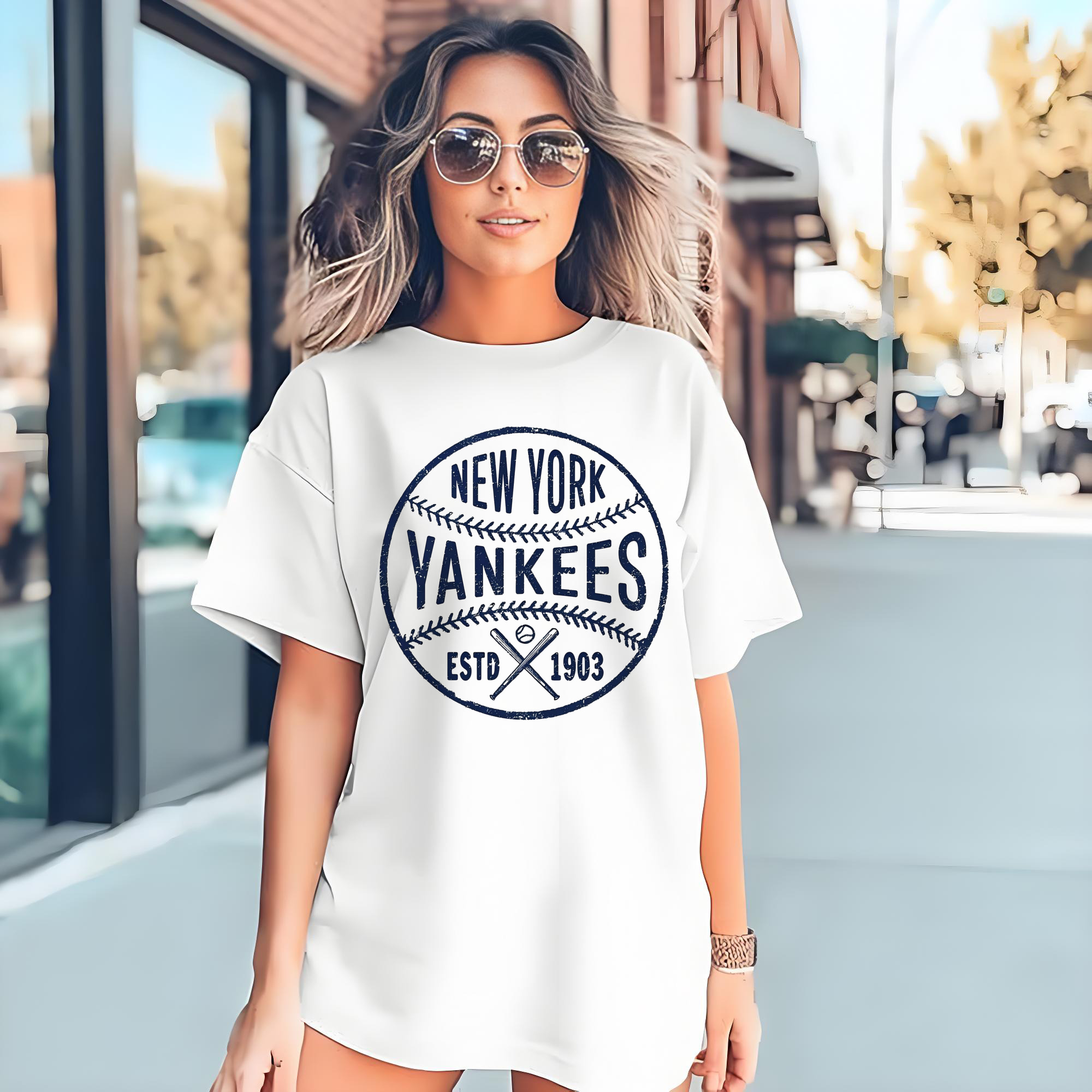 New York Yankees Estd 1903 Combed Cotton T-Shirt 180g With Front Heat Transfer Print – Soft, Lightweight, Fitted Design – Stylish Casual Wear For Sports & Everyday Use