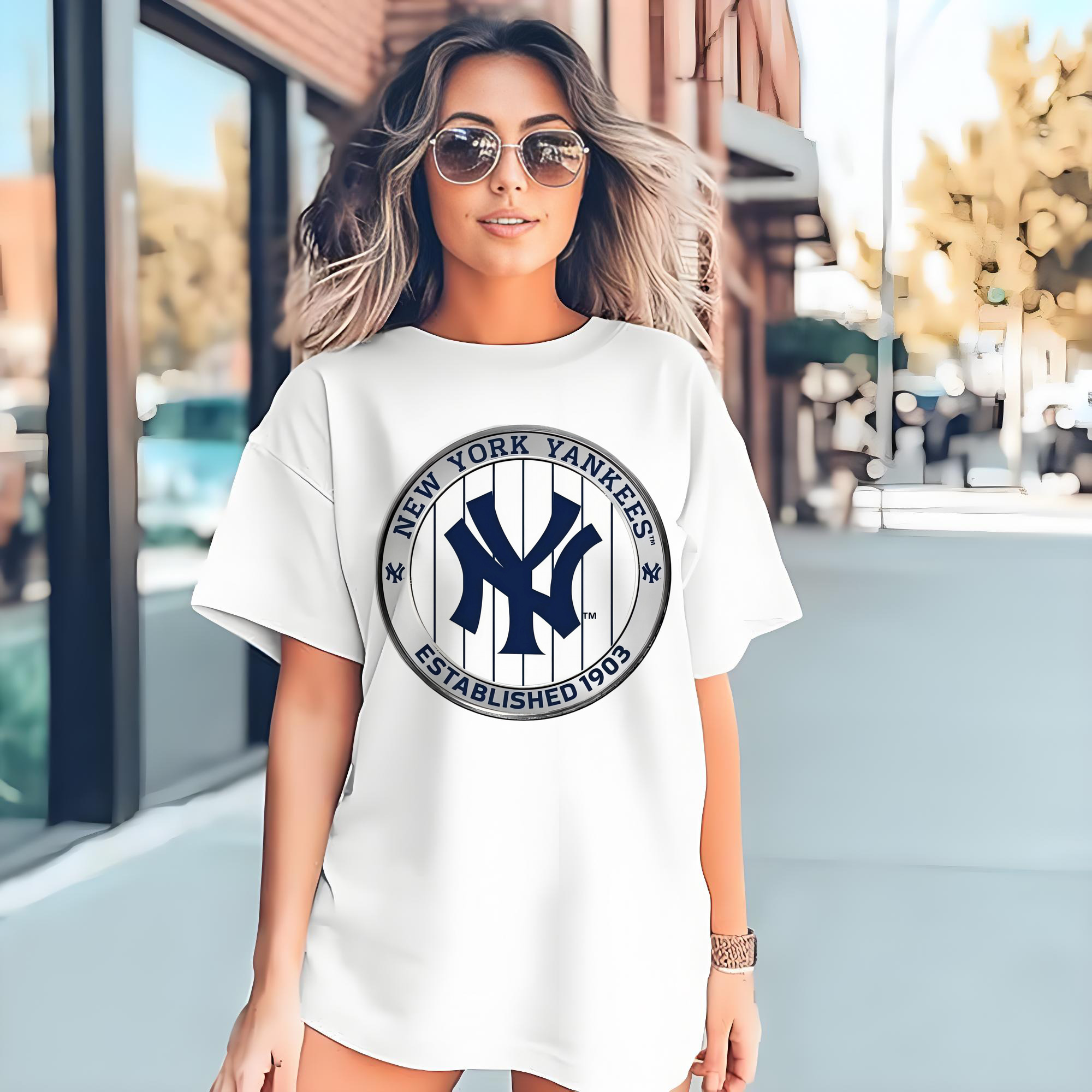 New York Yankees Established 1903 Combed Cotton T-Shirt 180g With Front Heat Transfer Print – Soft, Lightweight, Fitted Design – Stylish Casual Wear For Sports & Everyday Use