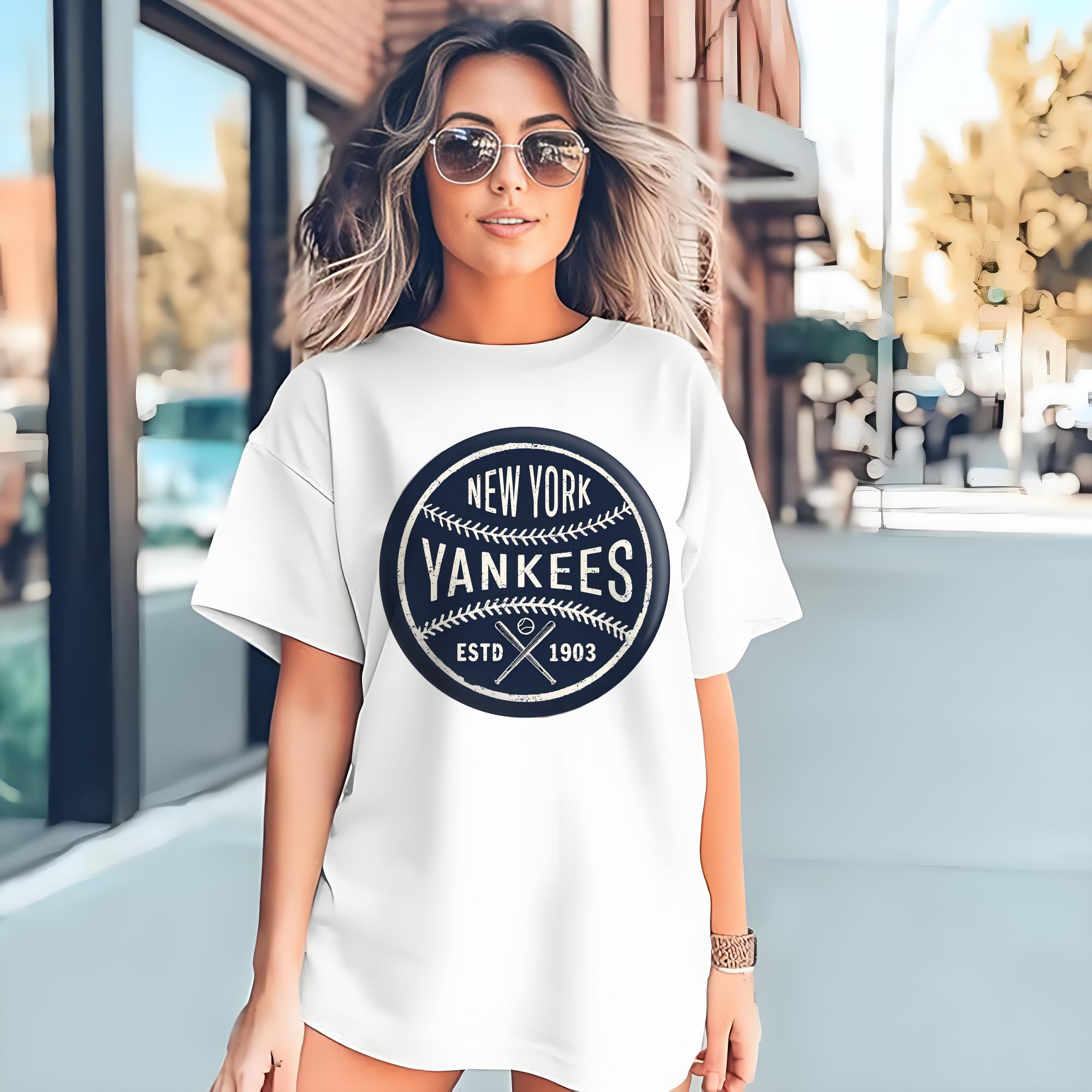 New York Yankees Estd 1903 Combed Cotton T-Shirt 180g With Front Heat Transfer Print – Soft, Lightweight, Fitted Design – Stylish Casual Wear For Sports & Everyday Use