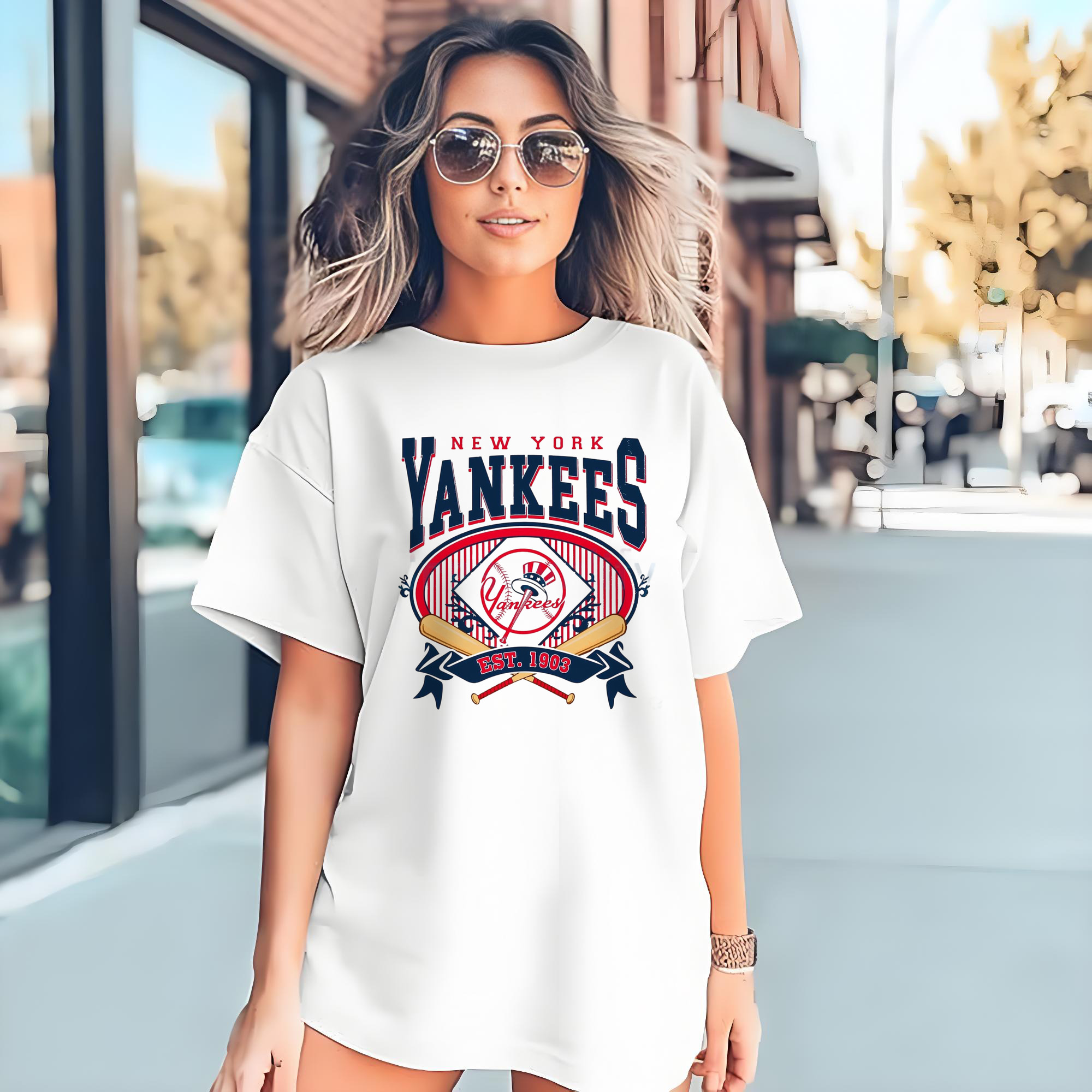 New York Yankees Vintage Est.1903 Combed Cotton T-Shirt 180g With Front Heat Transfer Print – Soft, Lightweight, Fitted Design – Stylish Casual Wear For Sports & Everyday Use