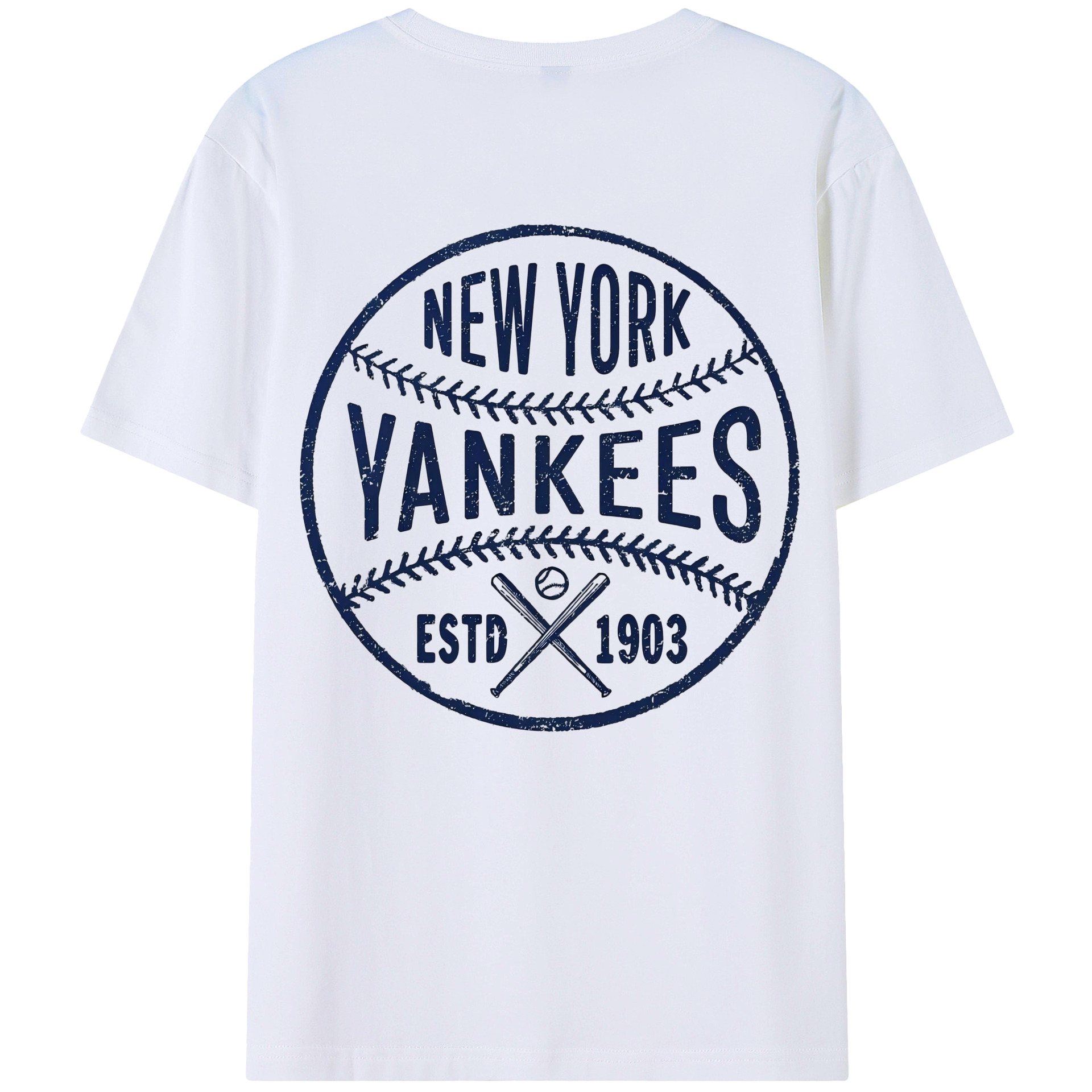 New York Yankees Estd 1903 180g Combed Cotton T-Shirt With Back Heat Transfer Print – Soft, Lightweight, Fitted Design – Stylish Casual Wear For Sports & Everyday Use