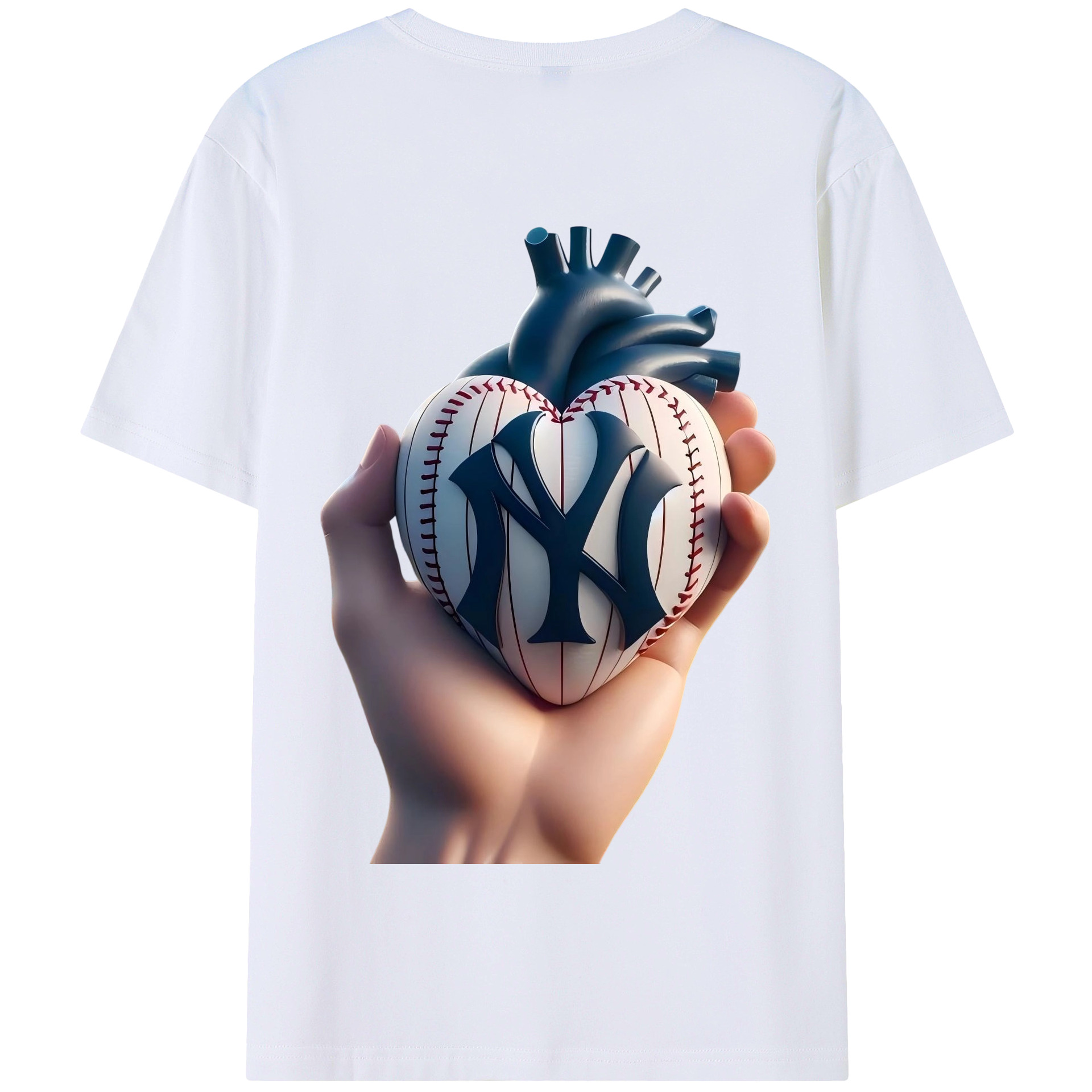 New York Yankees Heart 180g Combed Cotton T-Shirt With Back Heat Transfer Print – Soft, Lightweight, Fitted Design – Stylish Casual Wear For Sports & Everyday Use