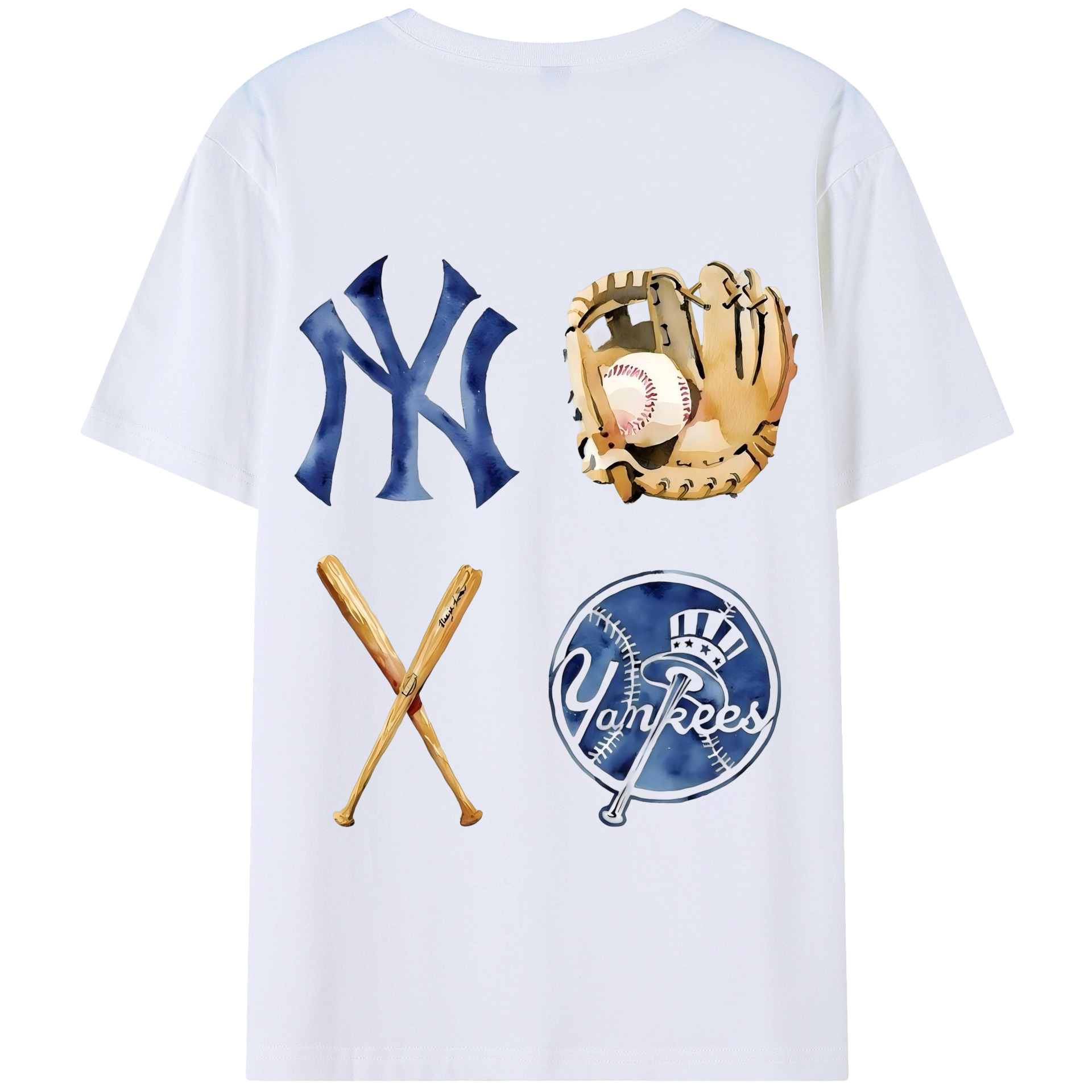 New York Yankees Baseball 180g Combed Cotton T-Shirt With Back Heat Transfer Print – Soft, Lightweight, Fitted Design – Stylish Casual Wear For Sports & Everyday Use