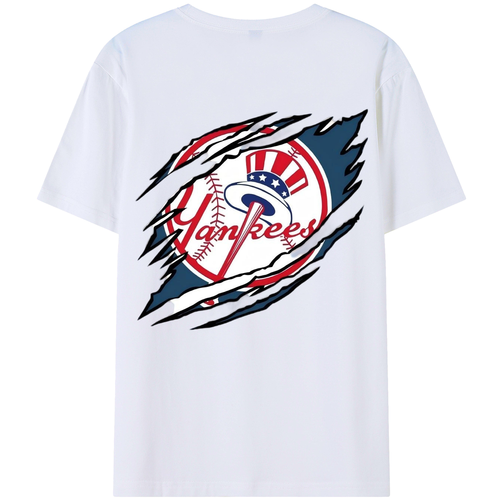 New York Yankees Claw Logo 180g Combed Cotton T-Shirt With Back Heat Transfer Print – Soft, Lightweight, Fitted Design – Stylish Casual Wear For Sports & Everyday Use