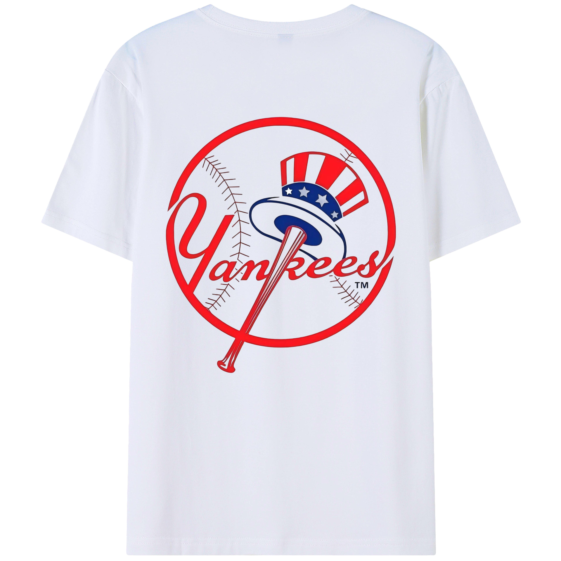 New York Yankees Logo 180g Combed Cotton T-Shirt With Back Heat Transfer Print – Soft, Lightweight, Fitted Design – Stylish Casual Wear For Sports & Everyday Use