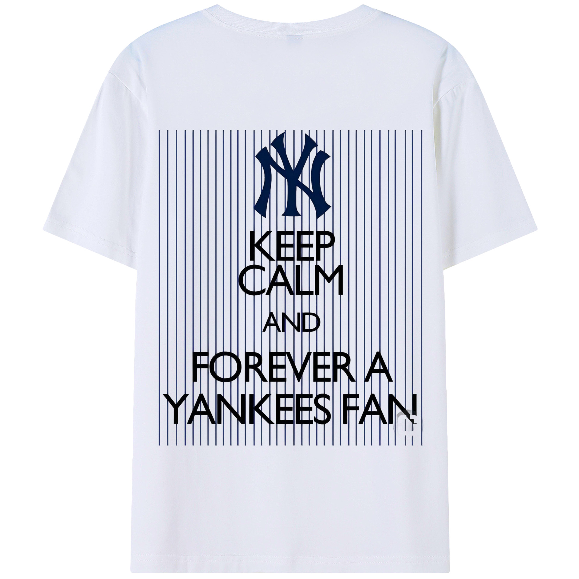 New York Yankees Keep Calm and Forever A Yankees Fan 180g Combed Cotton T-Shirt With Back Heat Transfer Print – Soft, Lightweight, Fitted Design – Stylish Casual Wear For Sports & Everyday Use