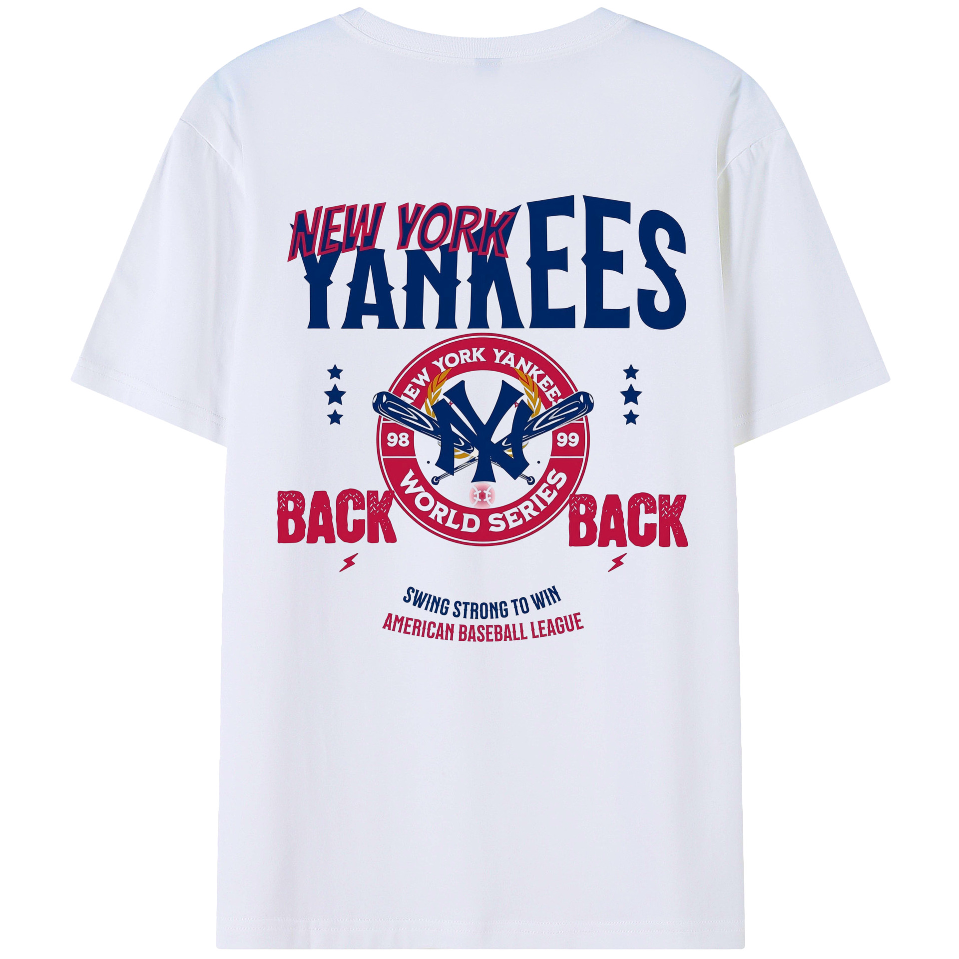 New York Yankees WS Back 2 Back 98-99 180g Combed Cotton T-Shirt With Back Heat Transfer Print – Soft, Lightweight, Fitted Design – Stylish Casual Wear For Sports & Everyday Use