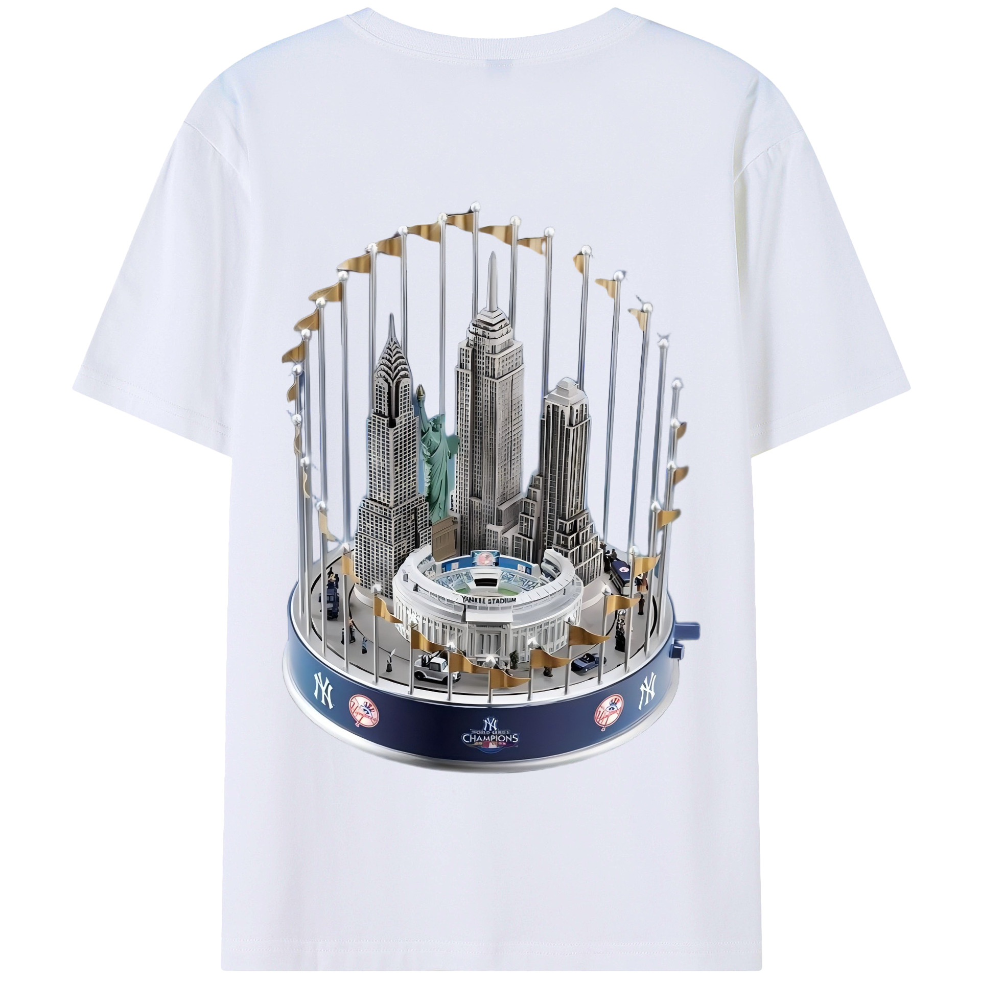 New York Yankees WS Champions Cup 180g Combed Cotton T-Shirt With Back Heat Transfer Print – Soft, Lightweight, Fitted Design – Stylish Casual Wear For Sports & Everyday Use