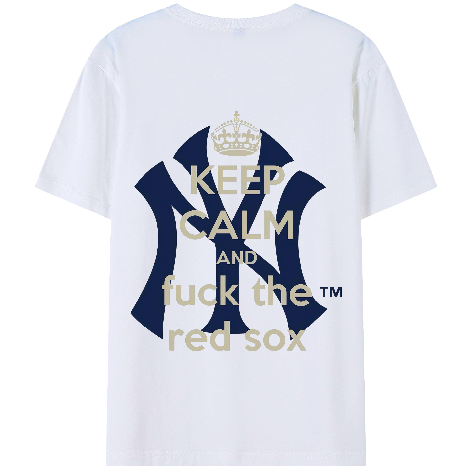 New York Yankees Keep Calm and Fuck The Red Sox 180g Combed Cotton T-Shirt With Back Heat Transfer Print – Soft, Lightweight, Fitted Design – Stylish Casual Wear For Sports & Everyday Use