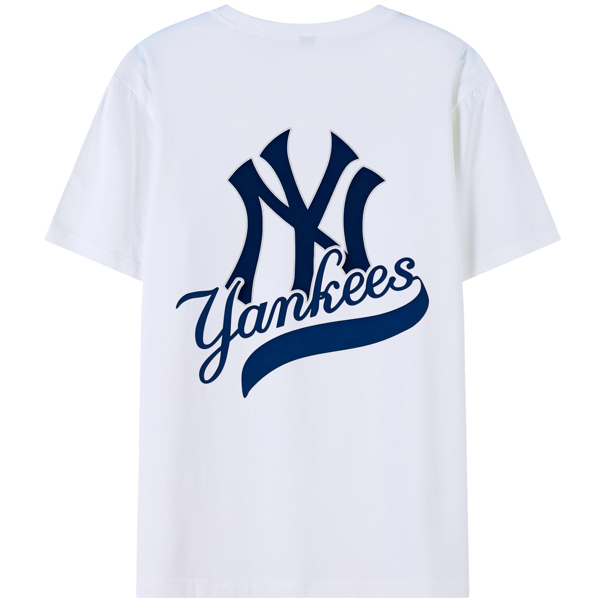 New York Yankees Logo 180g Combed Cotton T-Shirt With Back Heat Transfer Print – Soft, Lightweight, Fitted Design – Stylish Casual Wear For Sports & Everyday Use