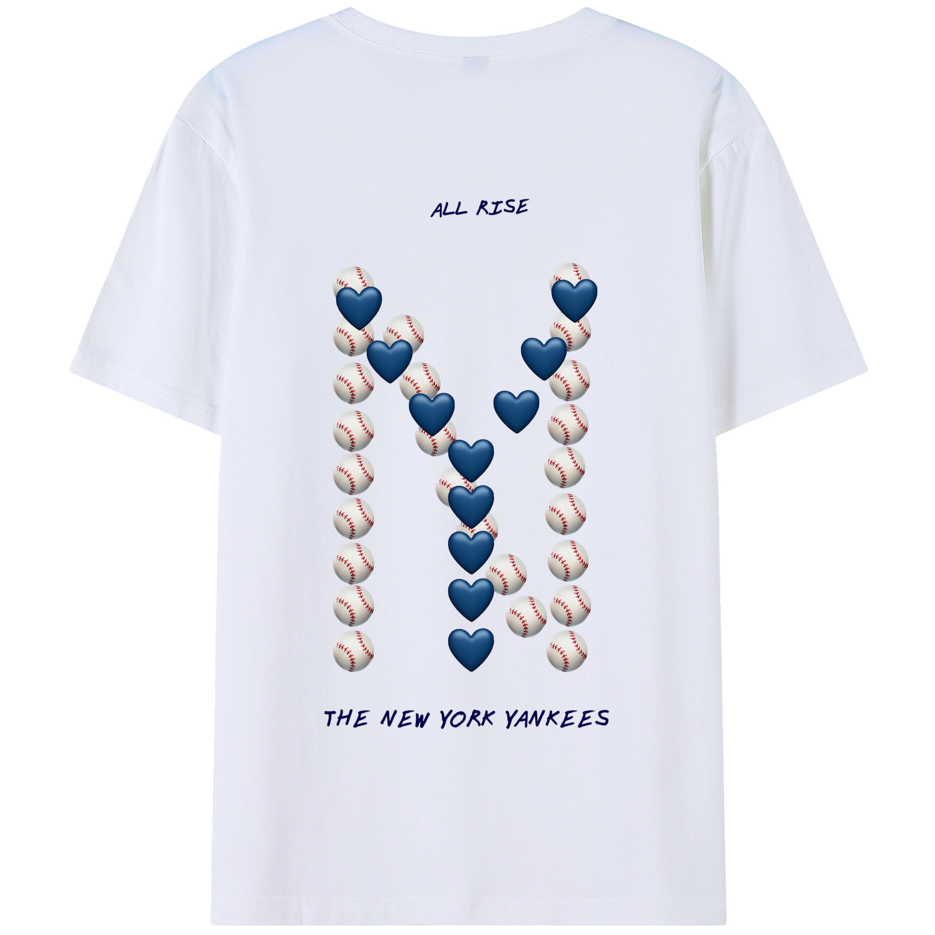 New York Yankees All Rise Love Baseball 180g Combed Cotton T-Shirt With Back Heat Transfer Print – Soft, Lightweight, Fitted Design – Stylish Casual Wear For Sports & Everyday Use