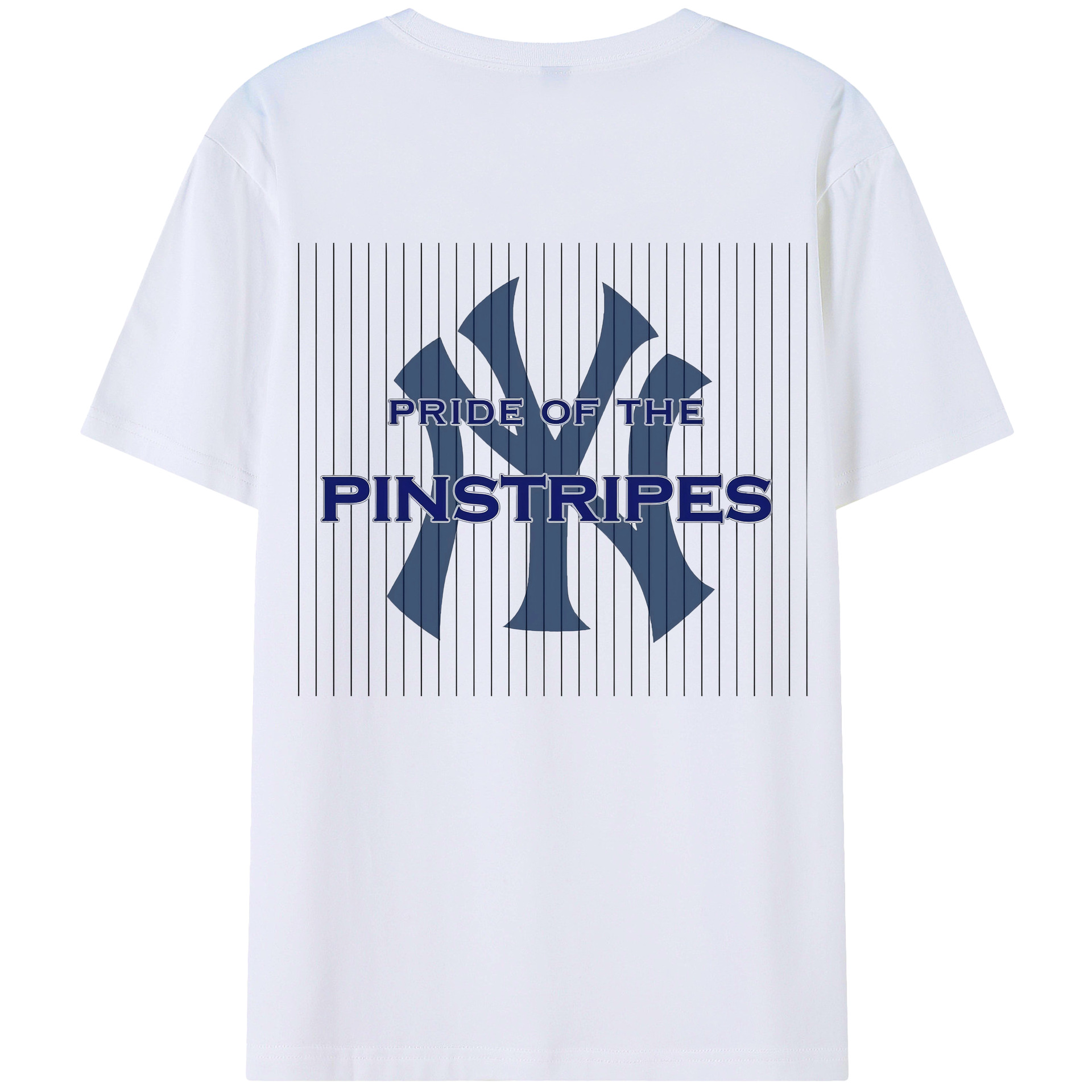 New York Yankees Pride of The Pinstripes 180g Combed Cotton T-Shirt With Back Heat Transfer Print – Soft, Lightweight, Fitted Design – Stylish Casual Wear For Sports & Everyday Use