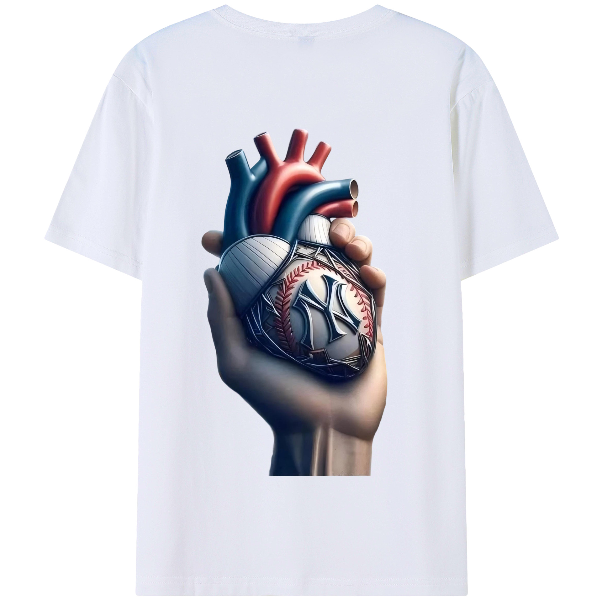 New York Yankees Heart 180g Combed Cotton T-Shirt With Back Heat Transfer Print – Soft, Lightweight, Fitted Design – Stylish Casual Wear For Sports & Everyday Use