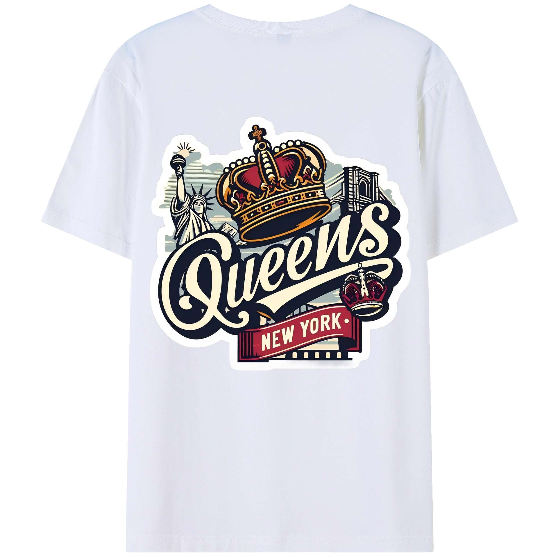 New York Yankees New York Queens 180g Combed Cotton T-Shirt With Back Heat Transfer Print – Soft, Lightweight, Fitted Design – Stylish Casual Wear For Sports & Everyday Use