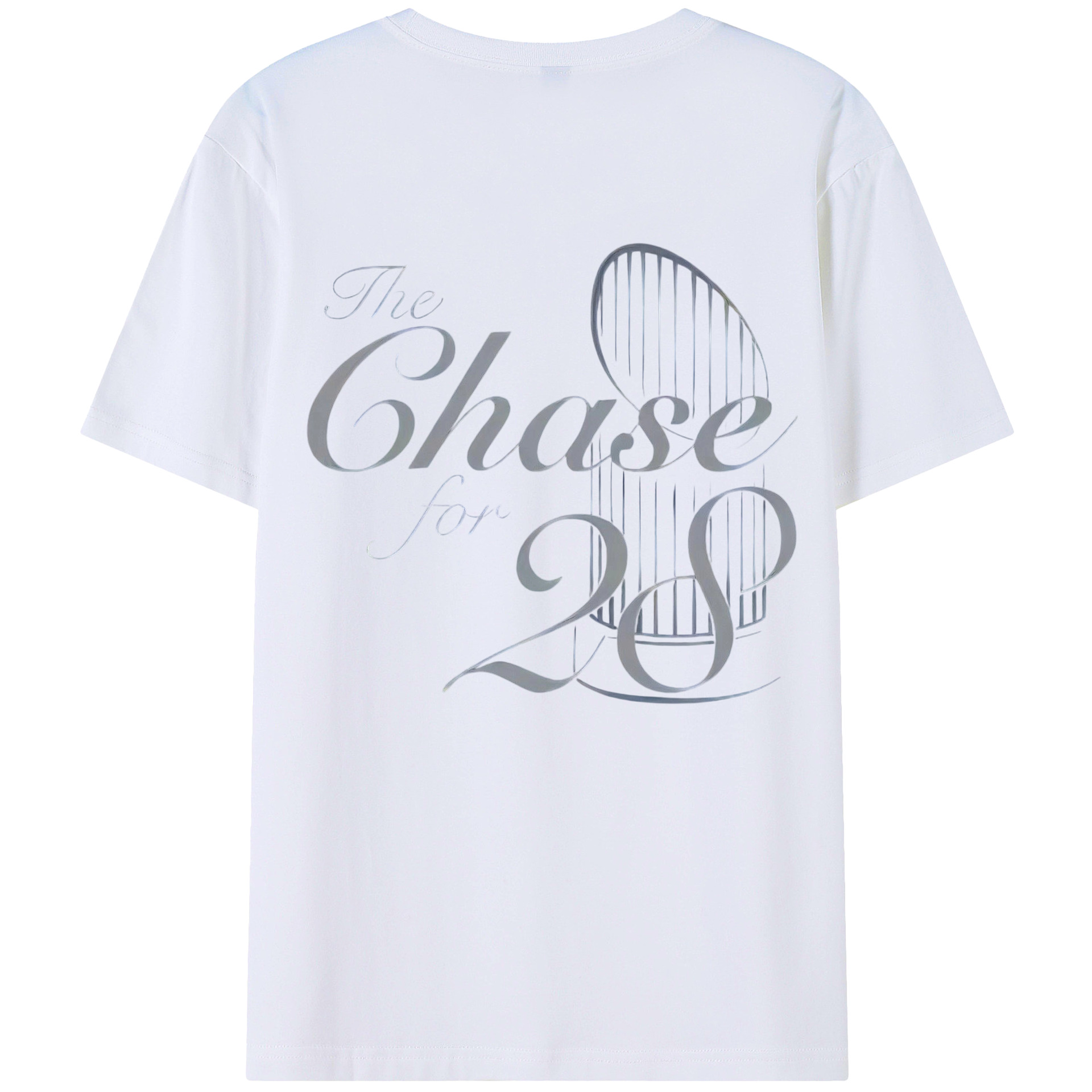 New York Yankees The Chase for 28 180g Combed Cotton T-Shirt With Back Heat Transfer Print – Soft, Lightweight, Fitted Design – Stylish Casual Wear For Sports & Everyday Use