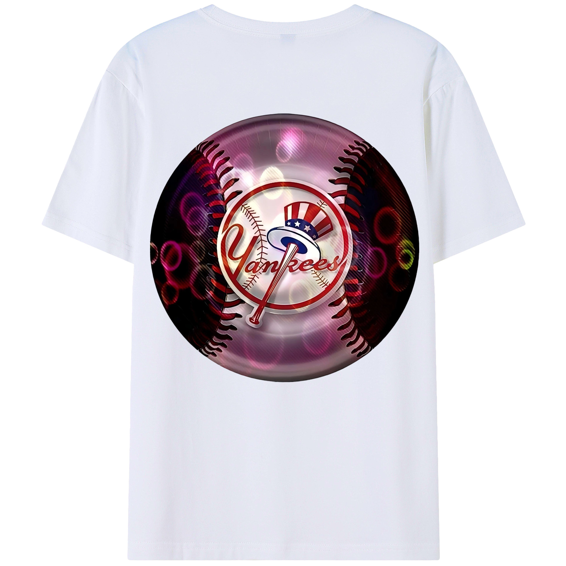 New York Yankees Colorful Logo 180g Combed Cotton T-Shirt With Back Heat Transfer Print – Soft, Lightweight, Fitted Design – Stylish Casual Wear For Sports & Everyday Use