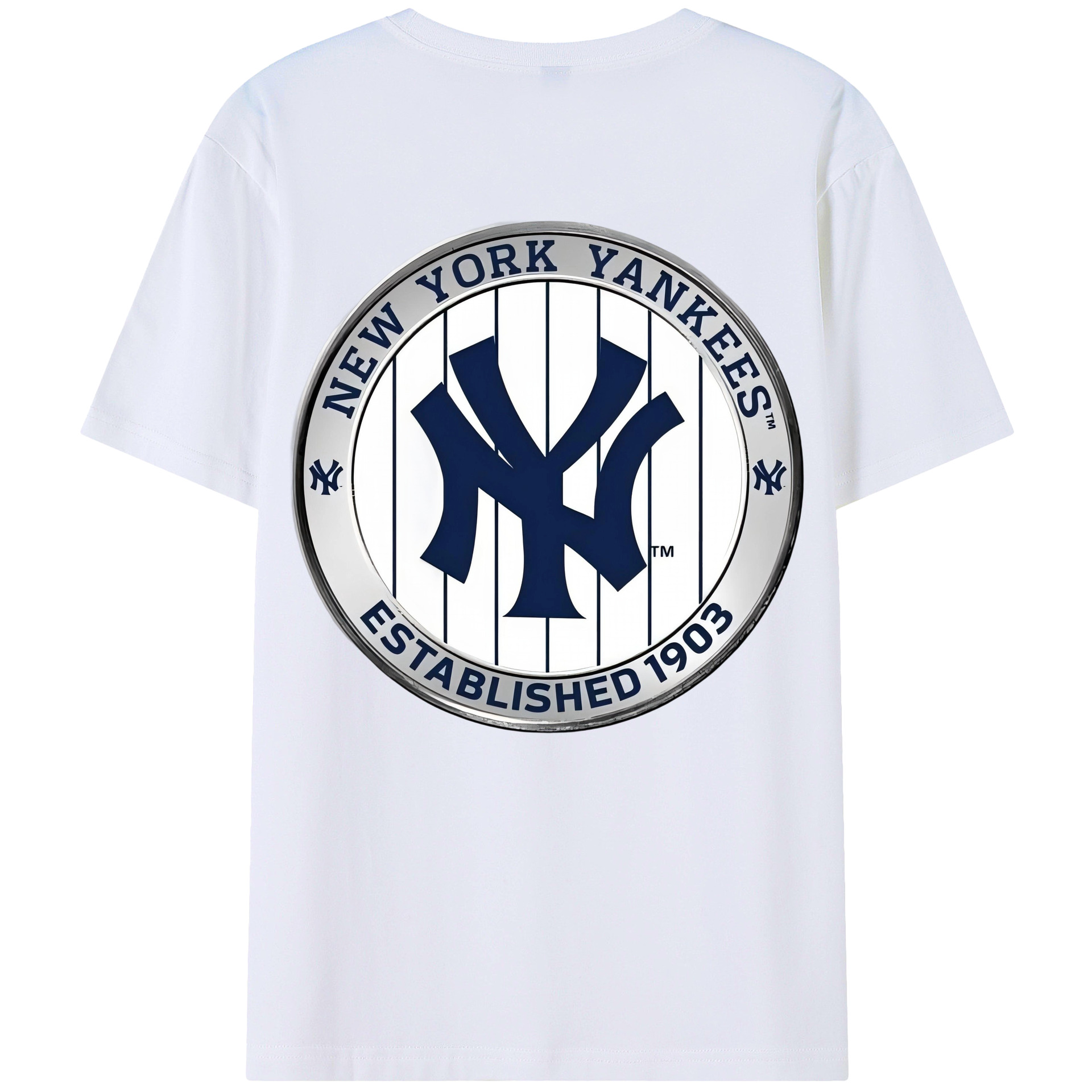 New York Yankees Established 1903 180g Combed Cotton T-Shirt With Back Heat Transfer Print – Soft, Lightweight, Fitted Design – Stylish Casual Wear For Sports & Everyday Use