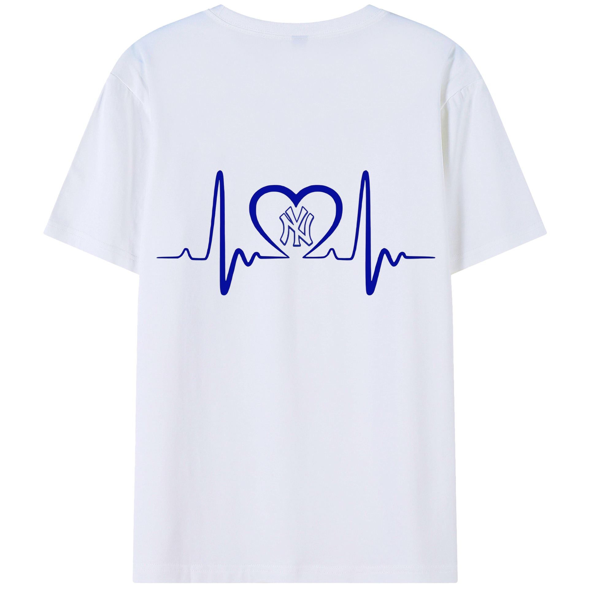 New York Yankees EKG Heart Line 180g Combed Cotton T-Shirt With Back Heat Transfer Print – Soft, Lightweight, Fitted Design – Stylish Casual Wear For Sports & Everyday Use