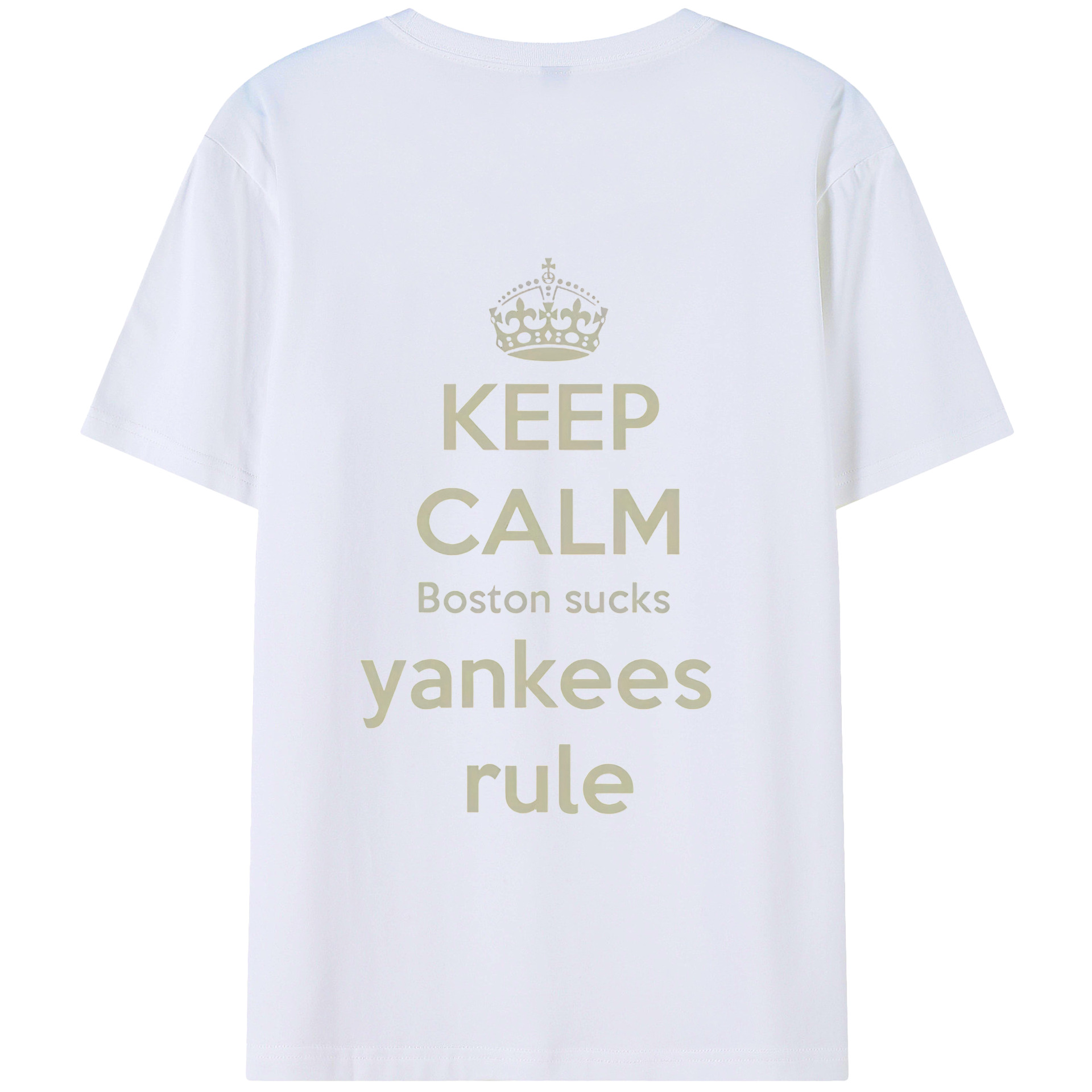 New York Yankees Keep Calm Yankees Rule Boston Sucks 180g Combed Cotton T-Shirt With Back Heat Transfer Print – Soft, Lightweight, Fitted Design – Stylish Casual Wear For Sports & Everyday Use