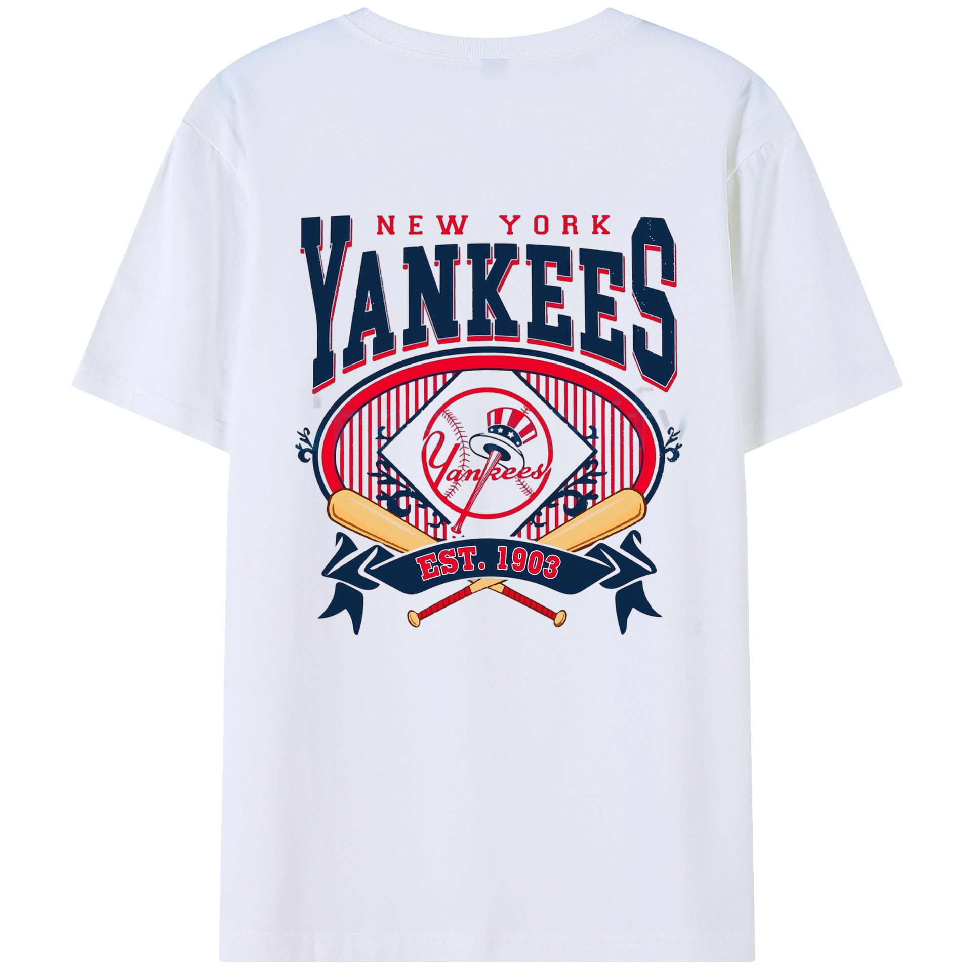 New York Yankees Vintage Est.1903 180g Combed Cotton T-Shirt With Back Heat Transfer Print – Soft, Lightweight, Fitted Design – Stylish Casual Wear For Sports & Everyday Use
