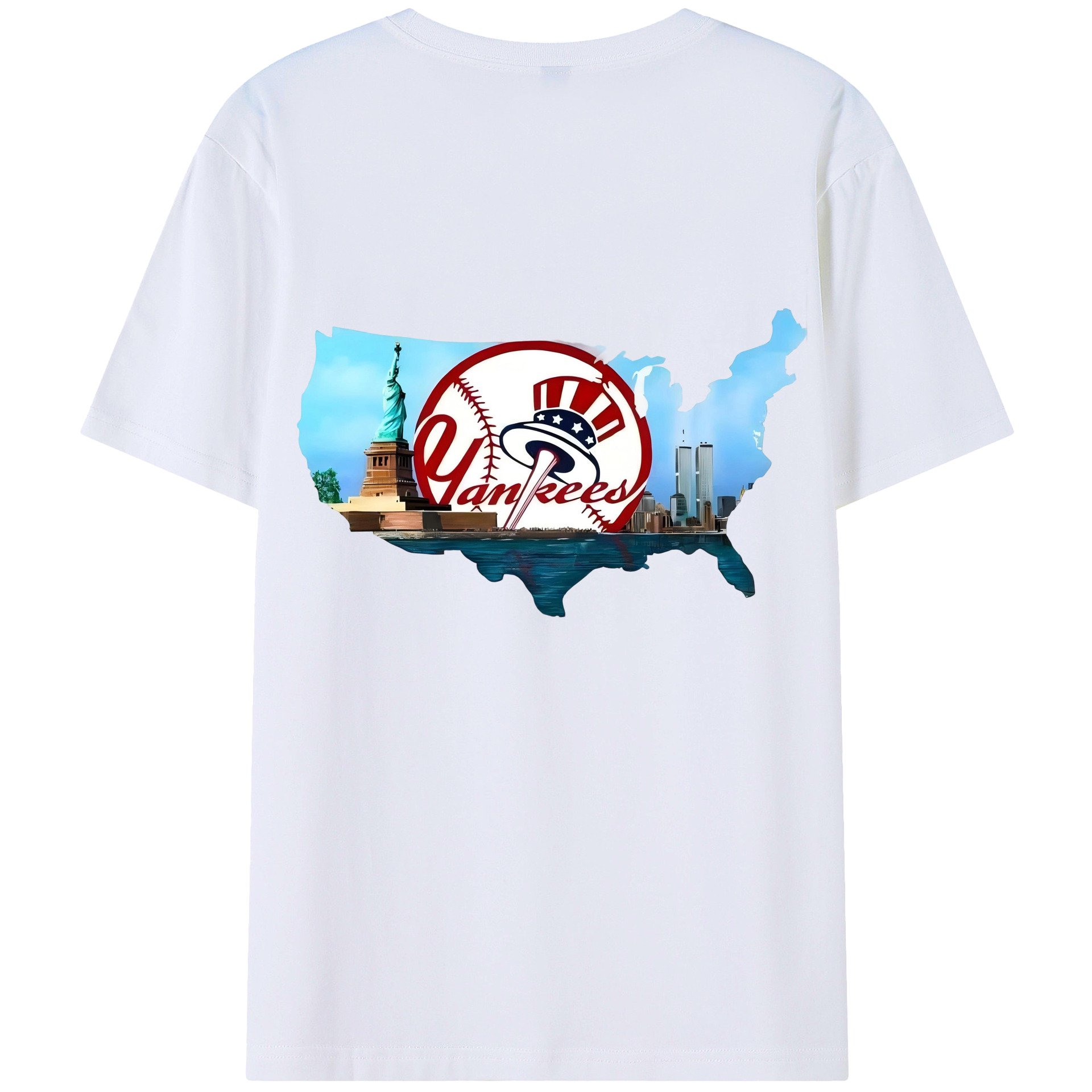 New York Yankees Whole USA 180g Combed Cotton T-Shirt With Back Heat Transfer Print – Soft, Lightweight, Fitted Design – Stylish Casual Wear For Sports & Everyday Use