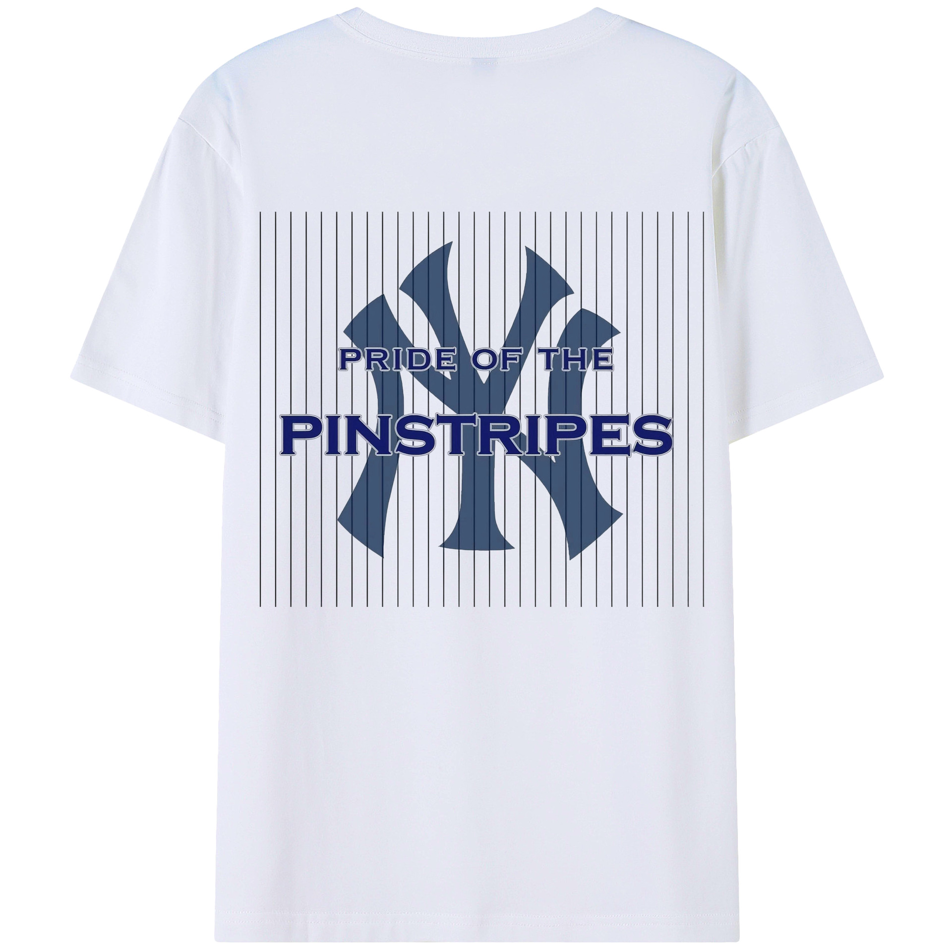 New York Yankees Pride of The Pinstripes 180g Combed Cotton T-Shirt With Back Heat Transfer Print – Soft, Lightweight, Fitted Design – Stylish Casual Wear For Sports & Everyday Use