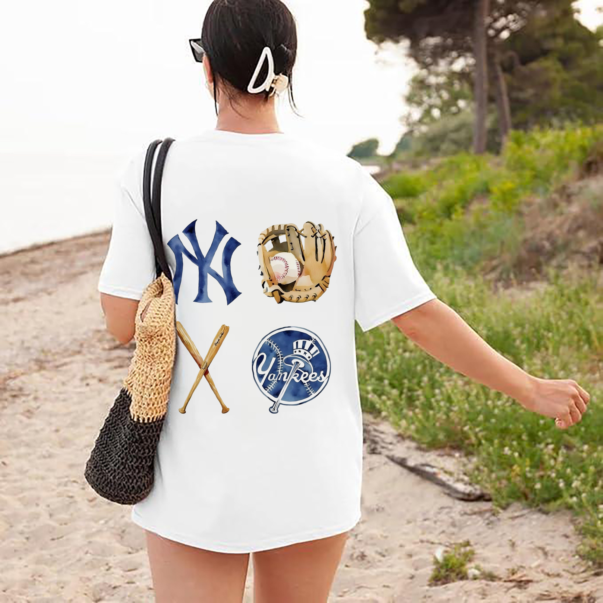 New York Yankees Baseball 180g Combed Cotton T-Shirt With Back Heat Transfer Print – Soft, Lightweight, Fitted Design – Stylish Casual Wear For Sports & Everyday Use