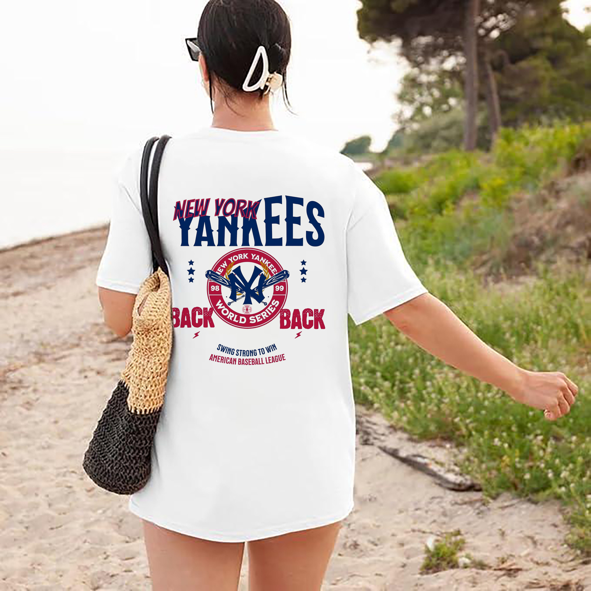 New York Yankees WS Back 2 Back 98-99 180g Combed Cotton T-Shirt With Back Heat Transfer Print – Soft, Lightweight, Fitted Design – Stylish Casual Wear For Sports & Everyday Use