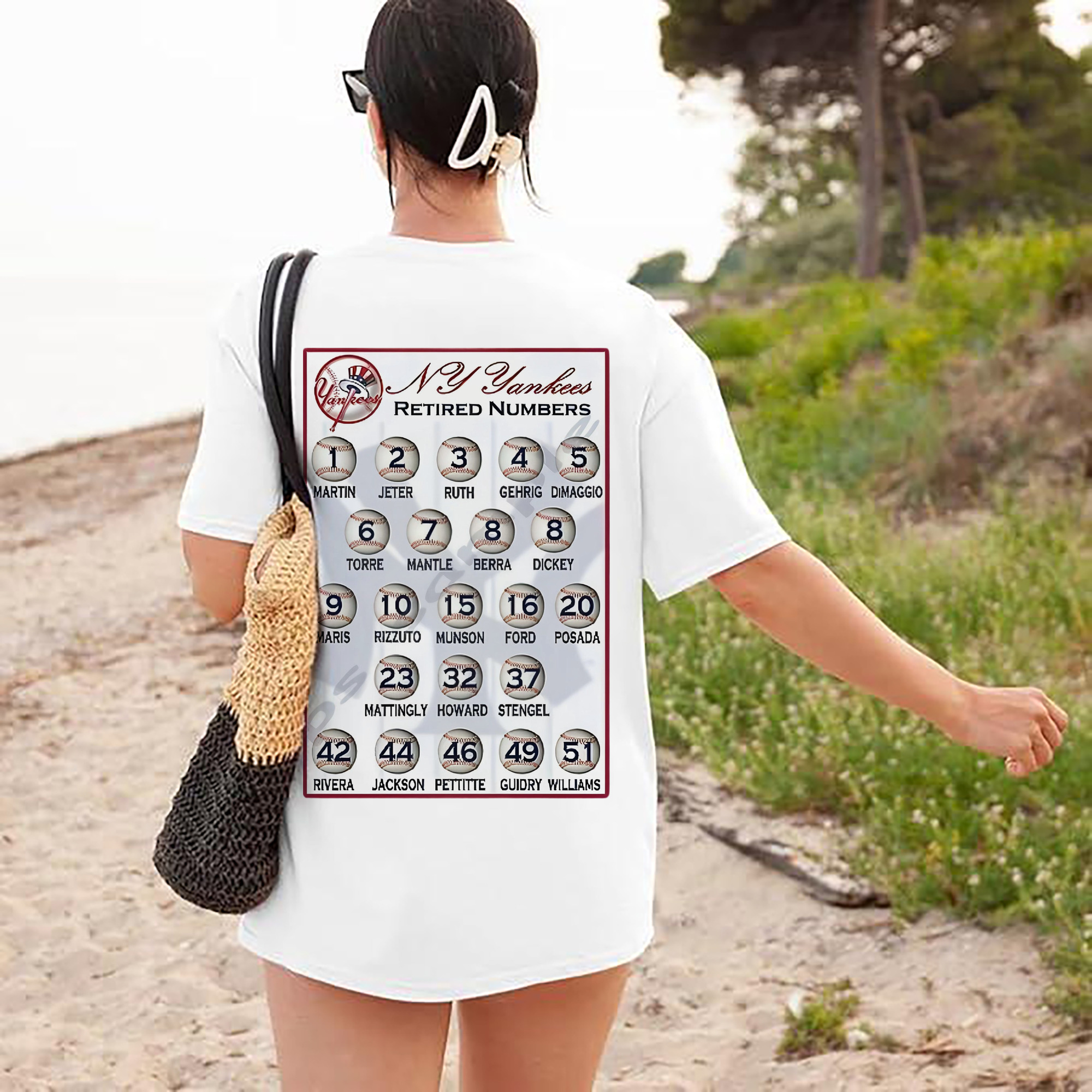 New York Yankees Retired Numbers 180g Combed Cotton T-Shirt With Back Heat Transfer Print – Soft, Lightweight, Fitted Design – Stylish Casual Wear For Sports & Everyday Use