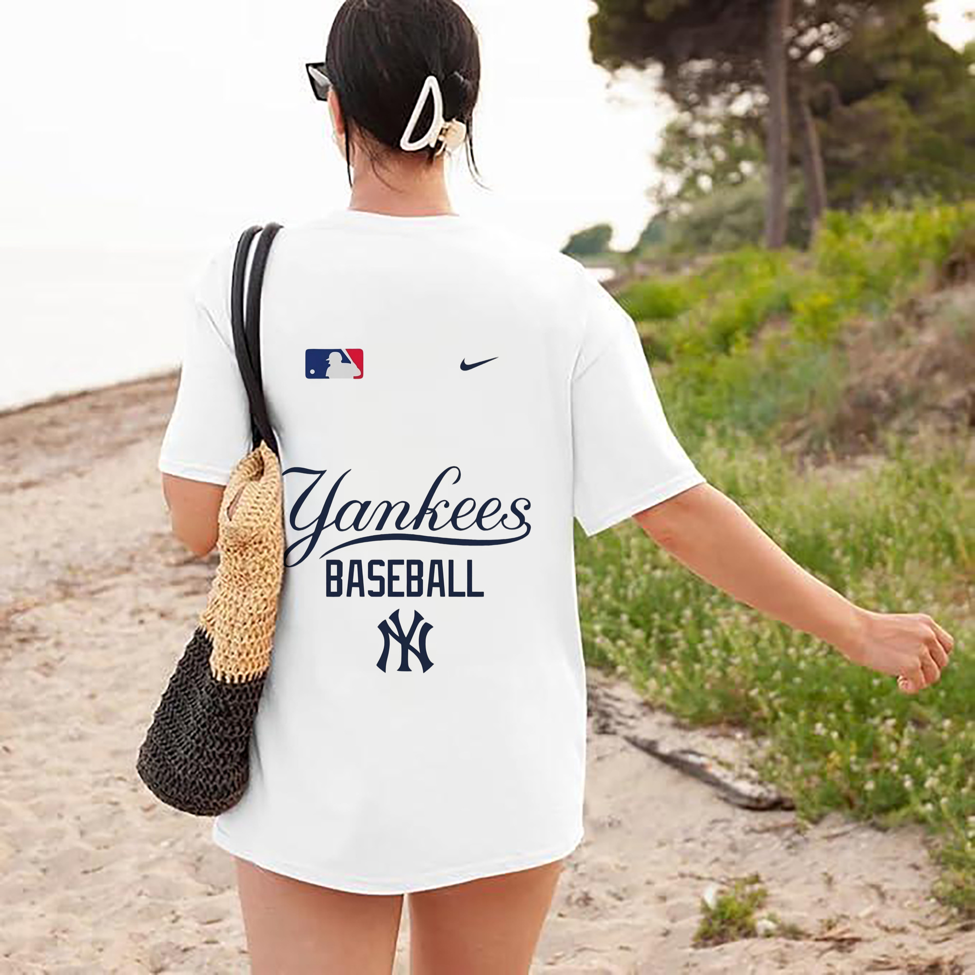 New York Yankees Baseball 180g Combed Cotton T-Shirt With Back Heat Transfer Print – Soft, Lightweight, Fitted Design – Stylish Casual Wear For Sports & Everyday Use