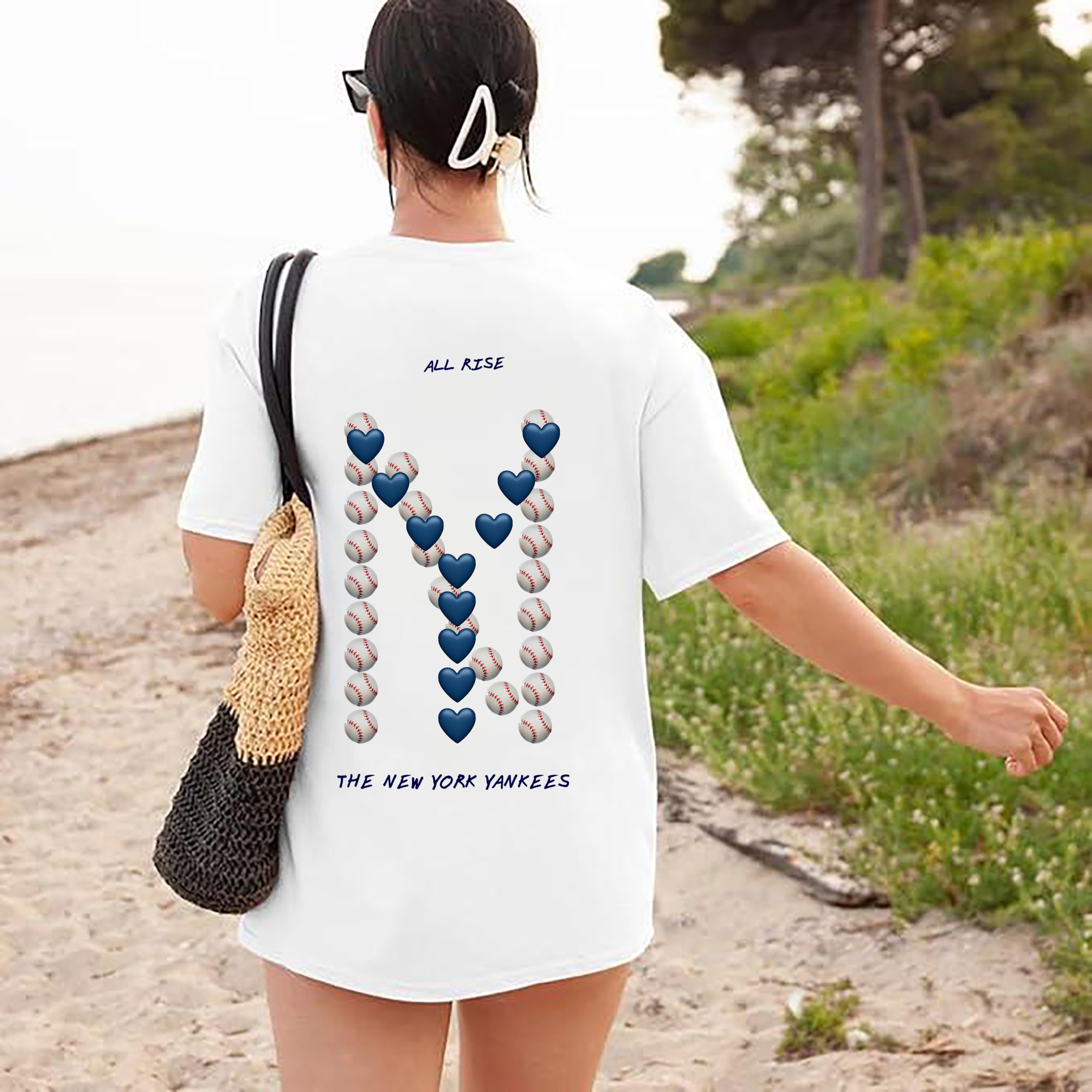 New York Yankees All Rise Love Baseball 180g Combed Cotton T-Shirt With Back Heat Transfer Print – Soft, Lightweight, Fitted Design – Stylish Casual Wear For Sports & Everyday Use