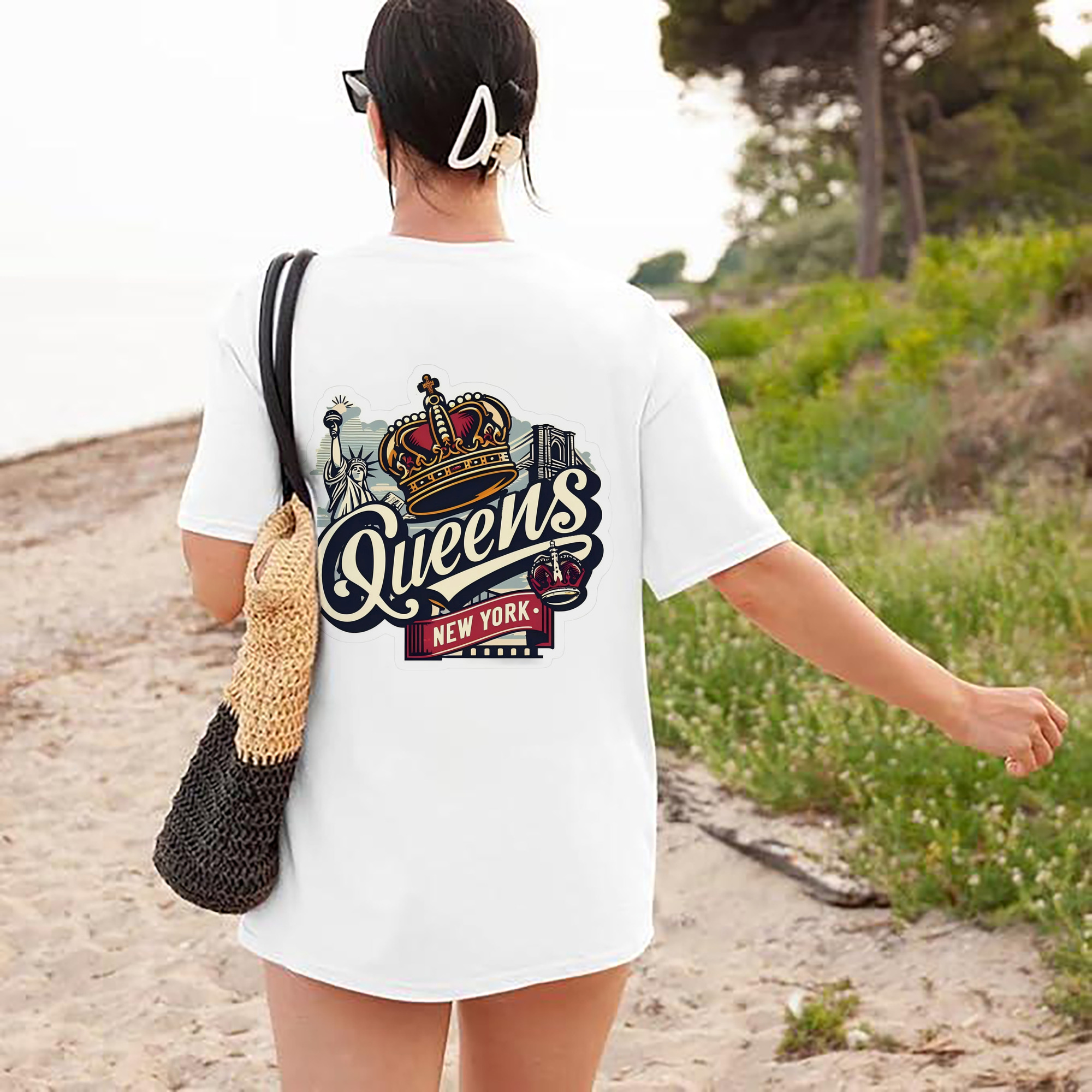 New York Yankees New York Queens 180g Combed Cotton T-Shirt With Back Heat Transfer Print – Soft, Lightweight, Fitted Design – Stylish Casual Wear For Sports & Everyday Use