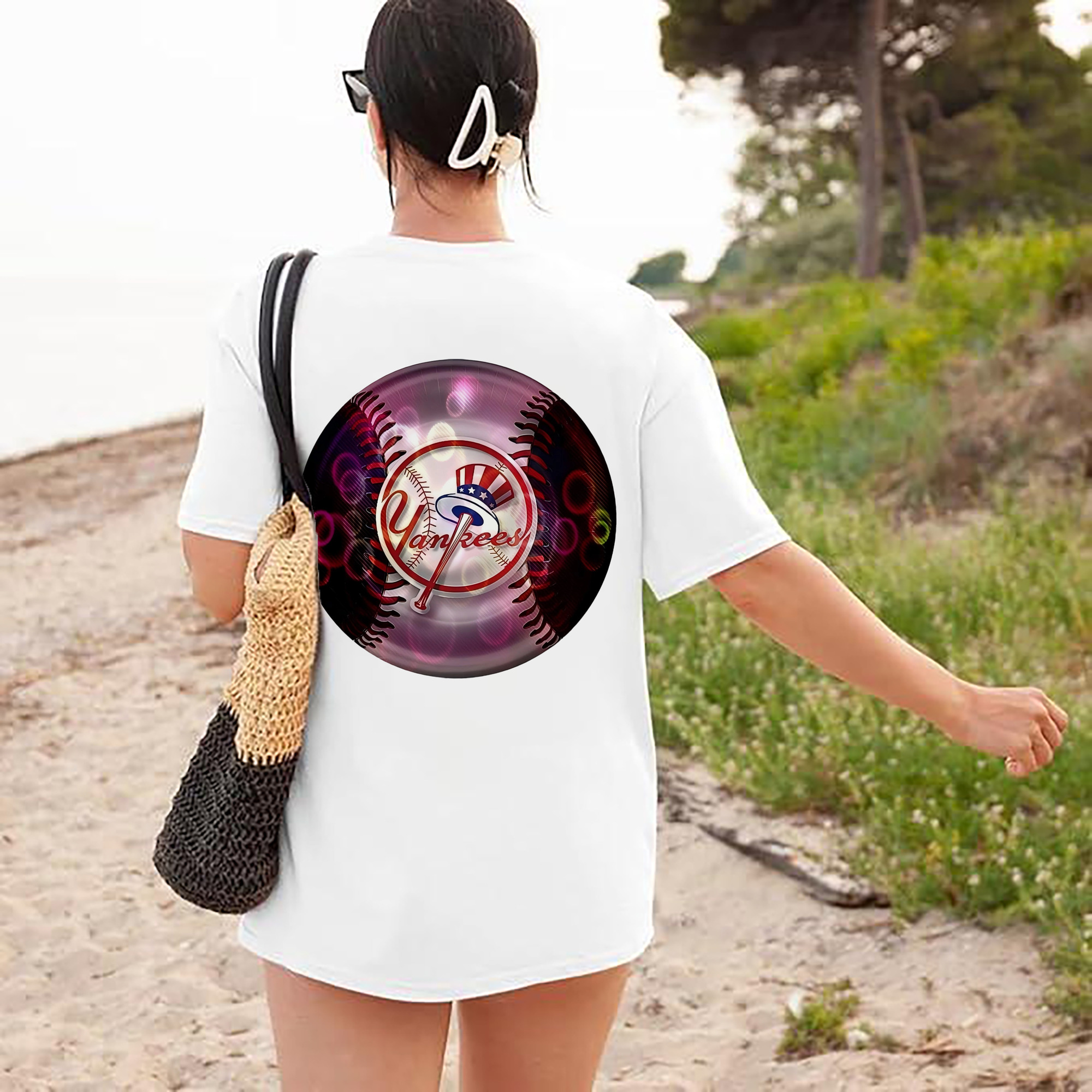 New York Yankees Colorful Logo 180g Combed Cotton T-Shirt With Back Heat Transfer Print – Soft, Lightweight, Fitted Design – Stylish Casual Wear For Sports & Everyday Use