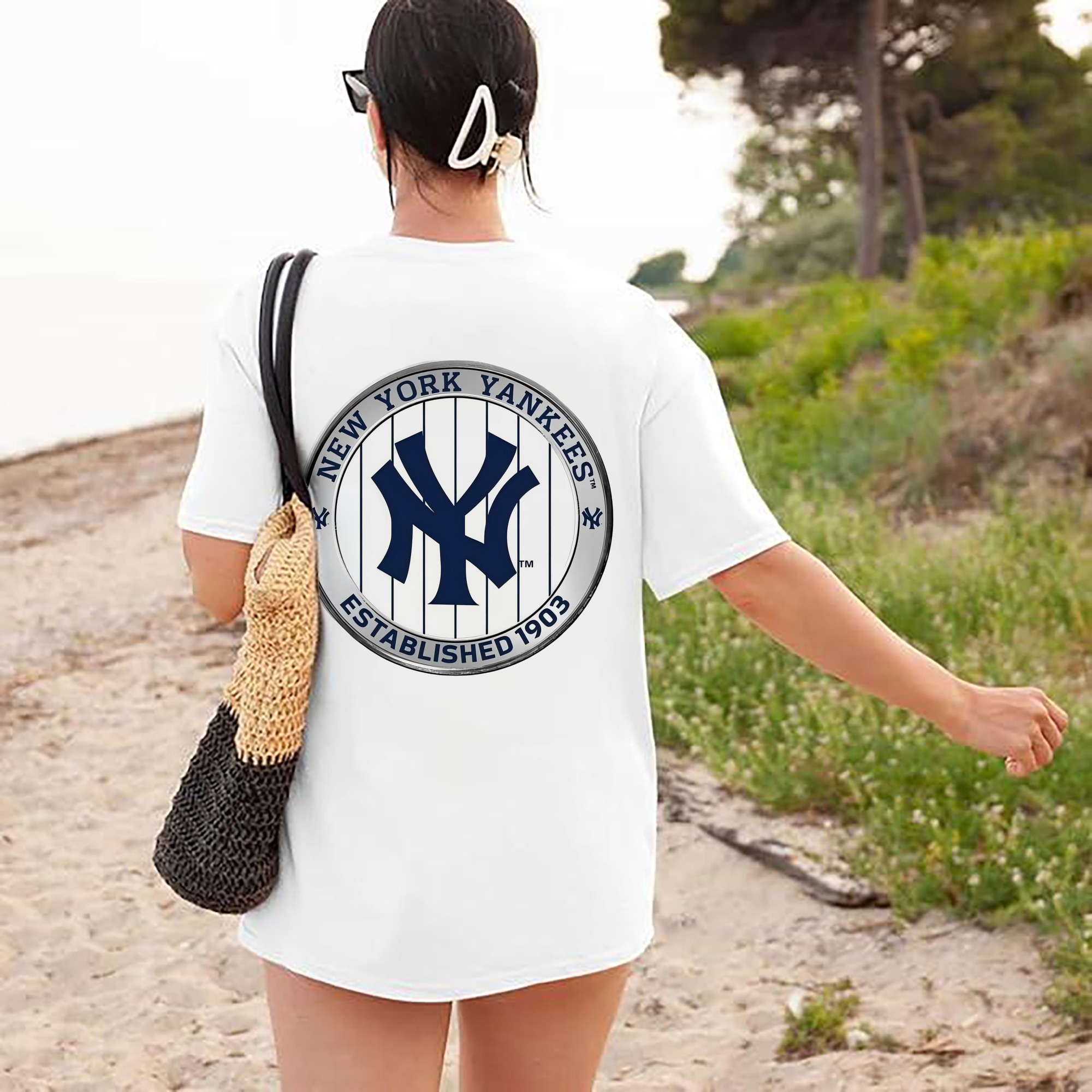 New York Yankees Established 1903 180g Combed Cotton T-Shirt With Back Heat Transfer Print – Soft, Lightweight, Fitted Design – Stylish Casual Wear For Sports & Everyday Use