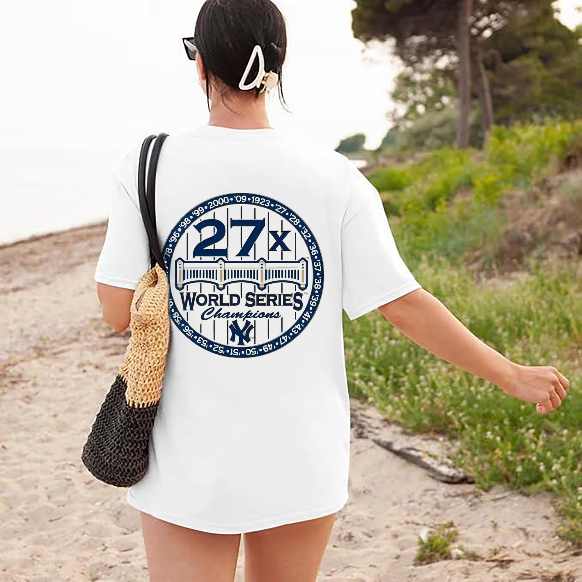 New York Yankees 27X WS Champions 180g Combed Cotton T-Shirt With Back Heat Transfer Print – Soft, Lightweight, Fitted Design – Stylish Casual Wear For Sports & Everyday Use