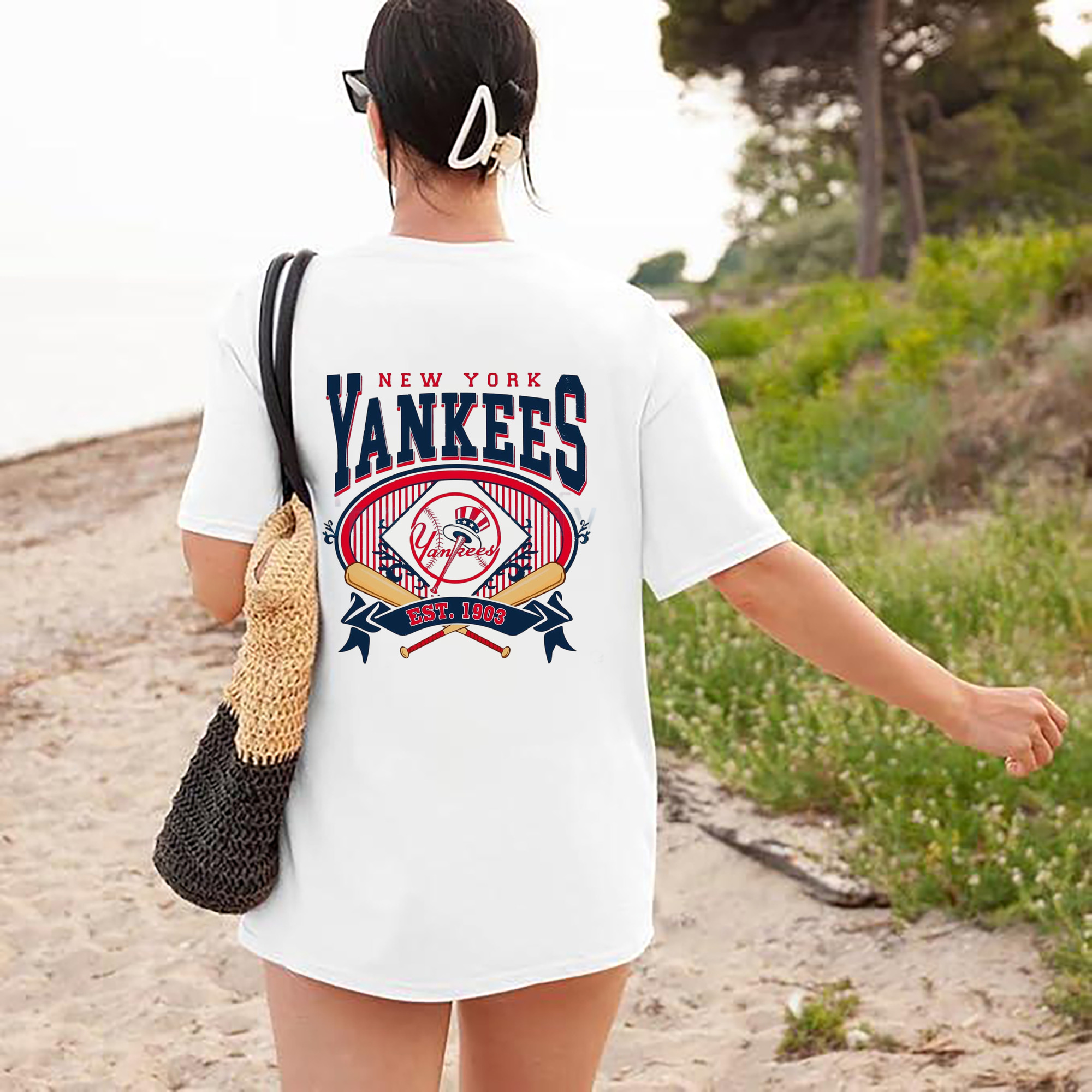 New York Yankees Vintage Est.1903 180g Combed Cotton T-Shirt With Back Heat Transfer Print – Soft, Lightweight, Fitted Design – Stylish Casual Wear For Sports & Everyday Use